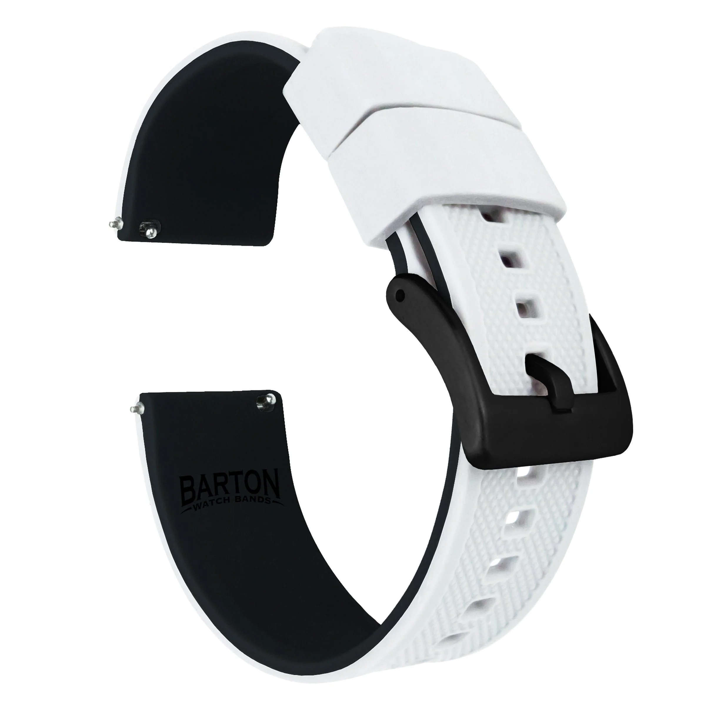 Samsung Galaxy Watch Active 2 Elite Silicone White Top Black Bottom Watch Band - Image 2