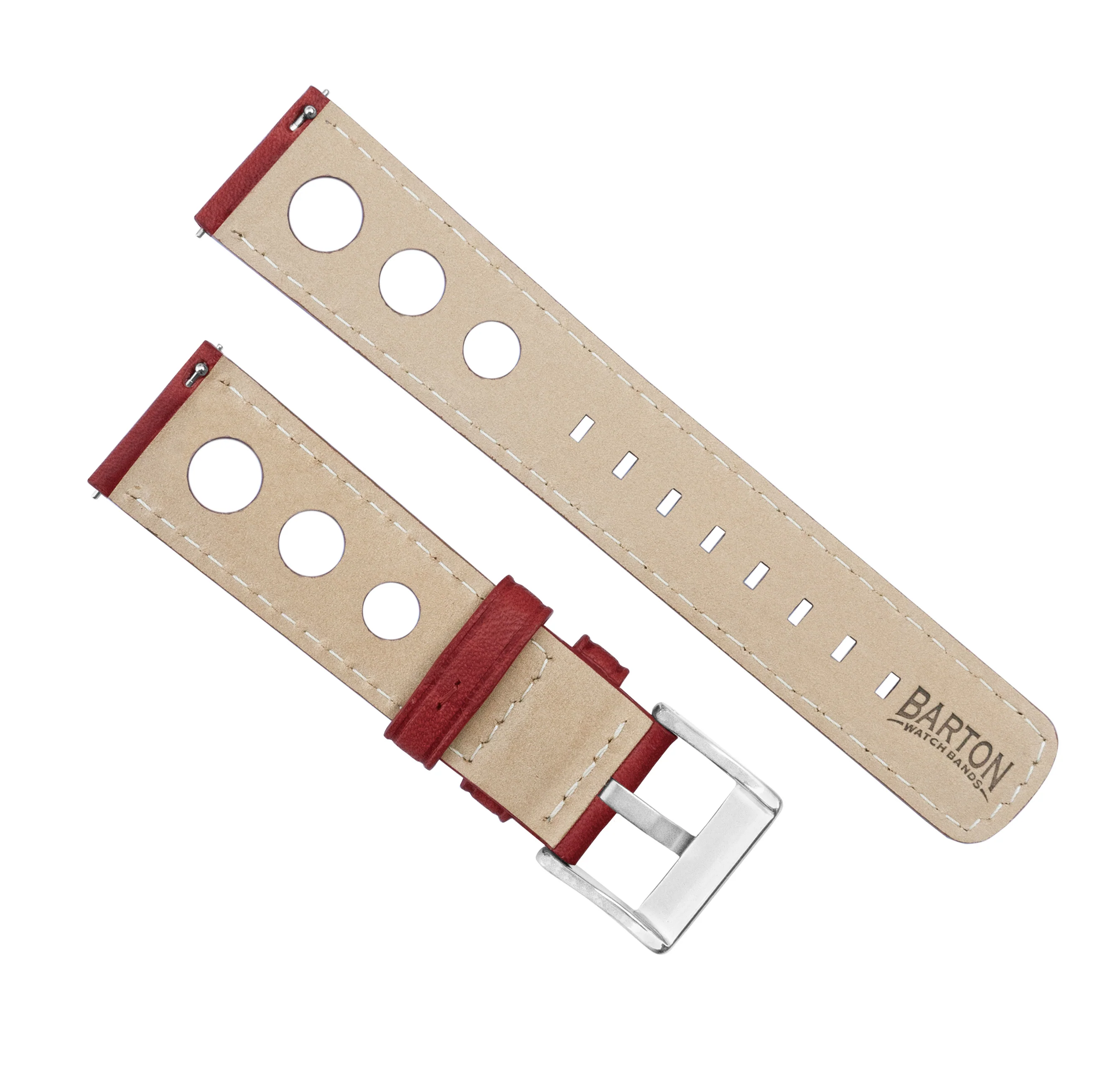 Samsung Galaxy Watch Active 2 Rally Horween Leather Crimson Red Watch Band - Image 3
