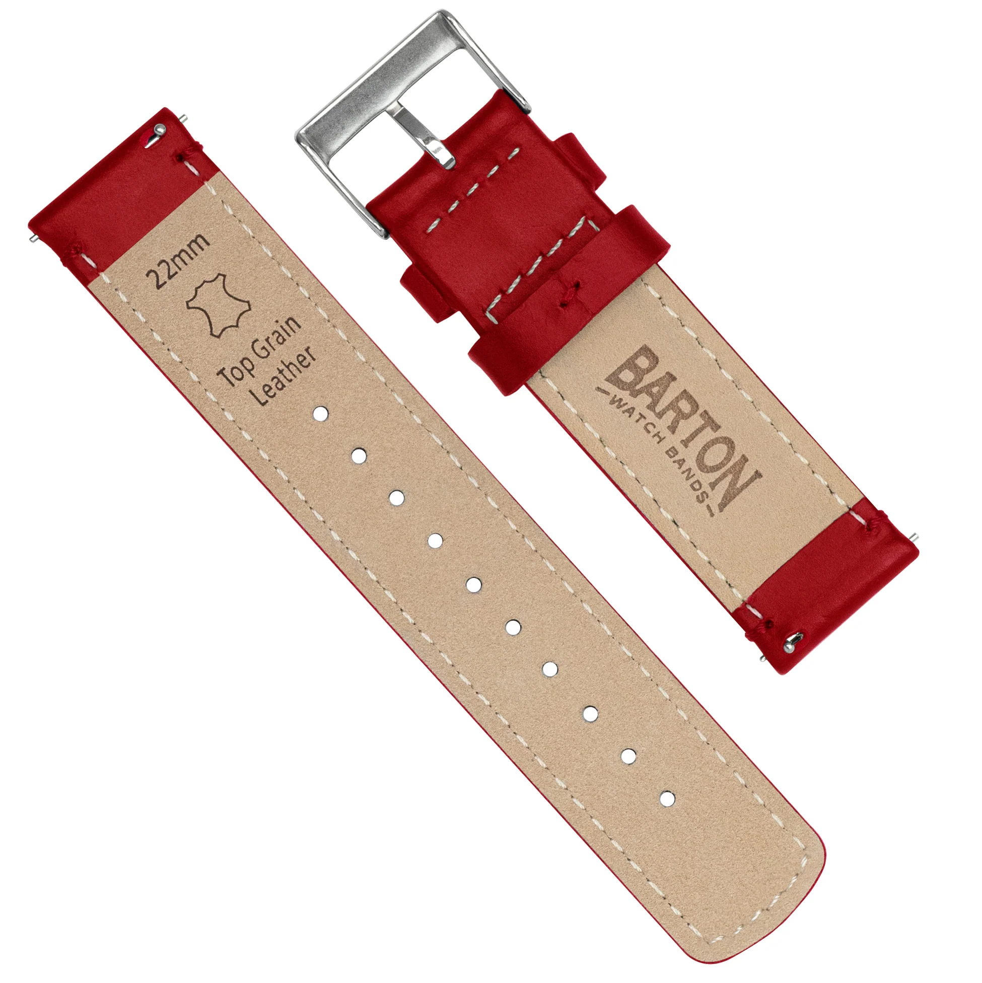 Samsung Galaxy Watch Active 2 Red Leather Stitching Watch Band - Image 4