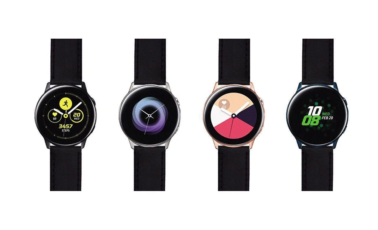 Samsung Galaxy Watch Active Black Leather Stitching Watch Band - Image 6