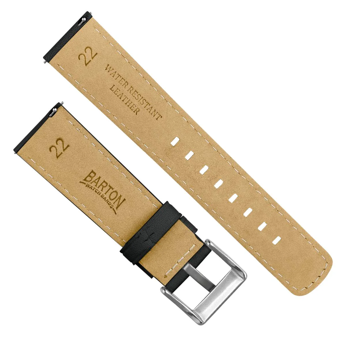 Samsung Galaxy Watch Active Black Pittards Performance Leather Black Stitching Watch Band - Image 5