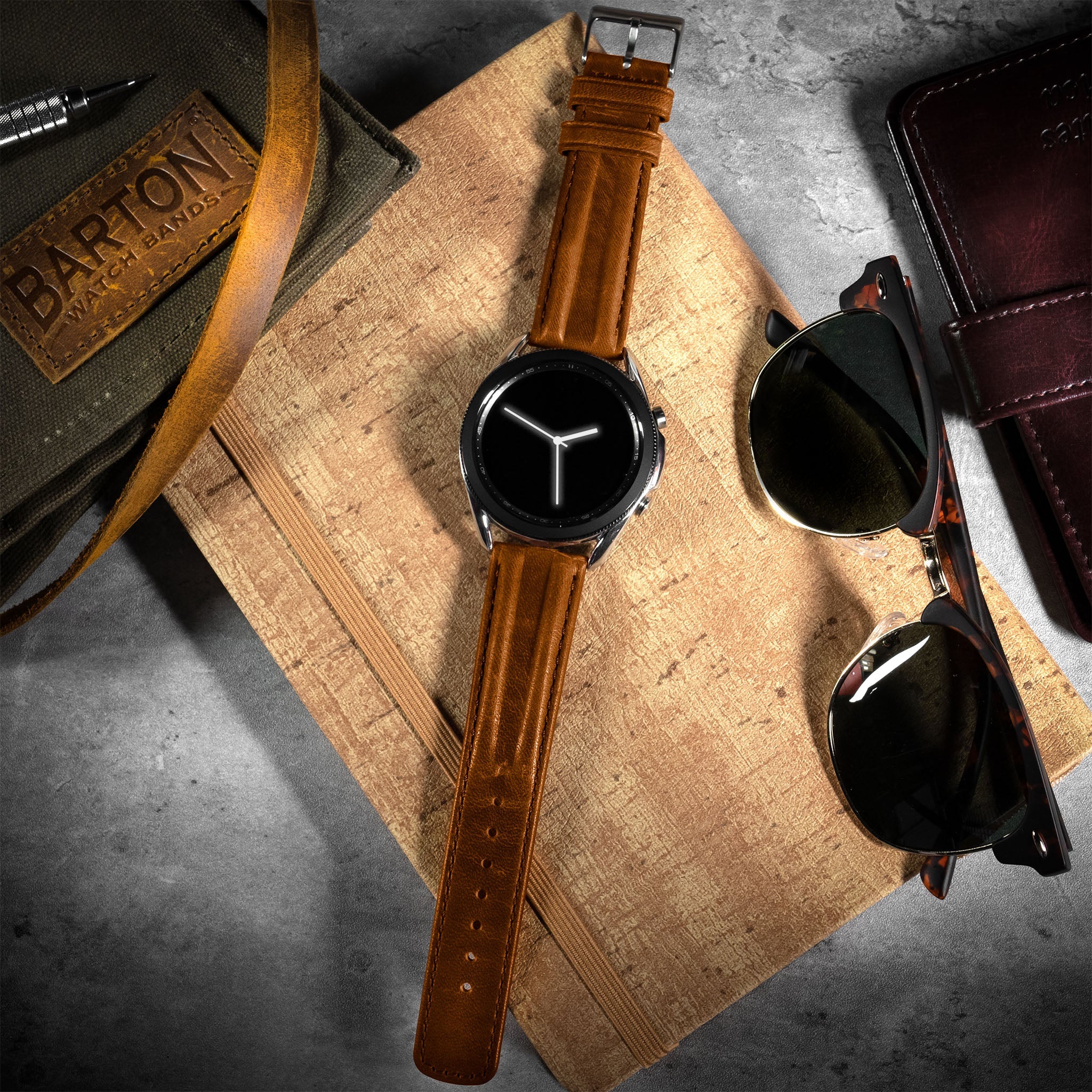 Samsung Galaxy Watch Active Classic Horween Leather Caramel Brown Watch Band - Image 2