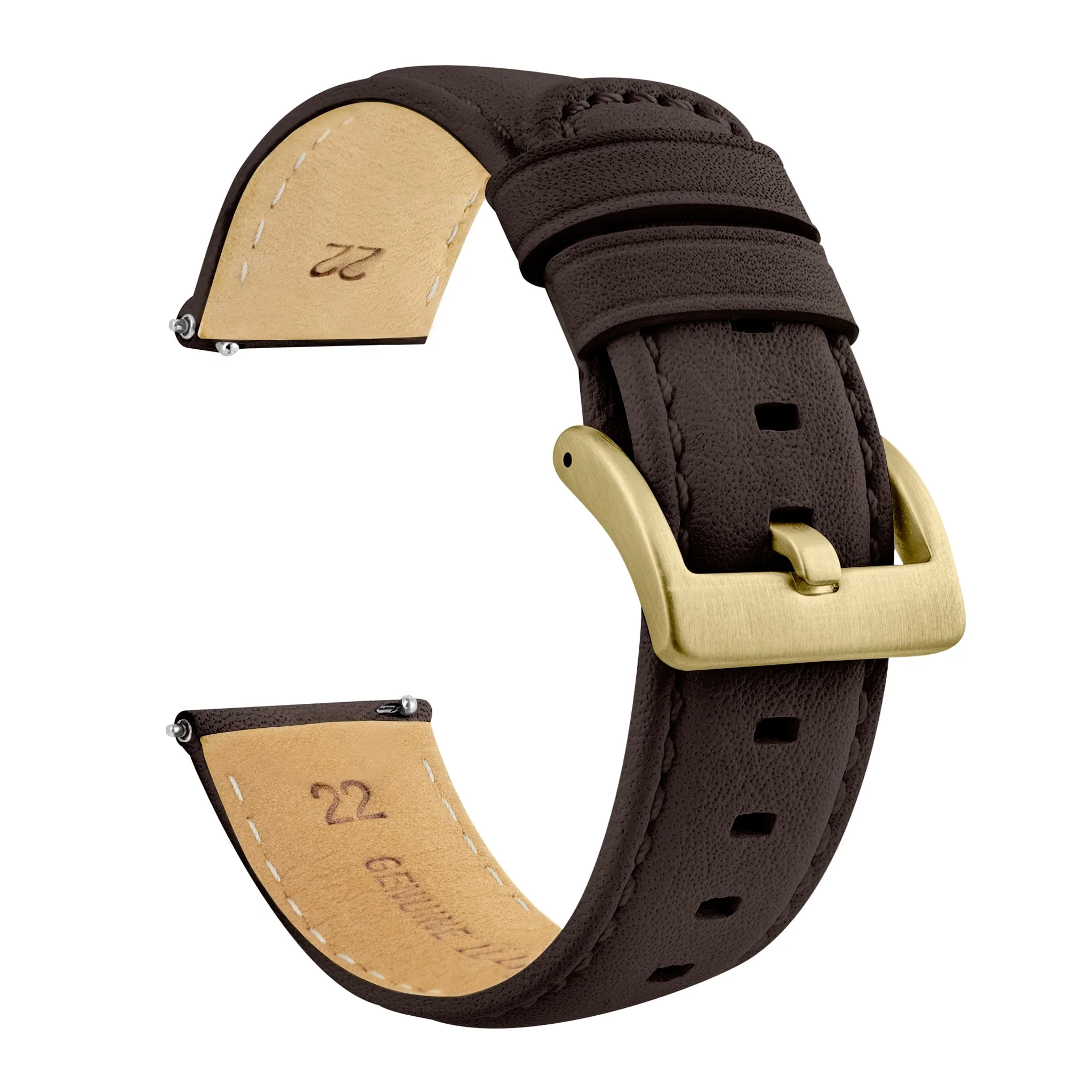 Samsung Galaxy Watch Active Dark Brown Pittards Performance Leather Brown Stitching Watch Band - Image 6