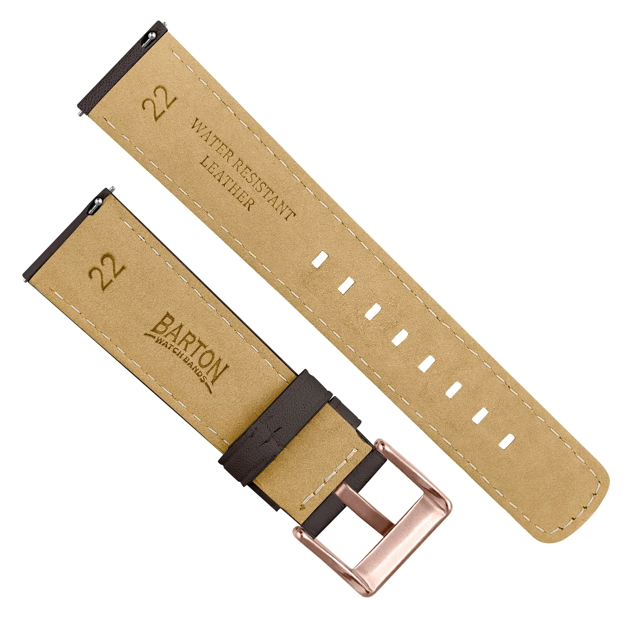 Samsung Galaxy Watch Active Dark Brown Pittards Performance Leather Brown Stitching Watch Band - Image 8