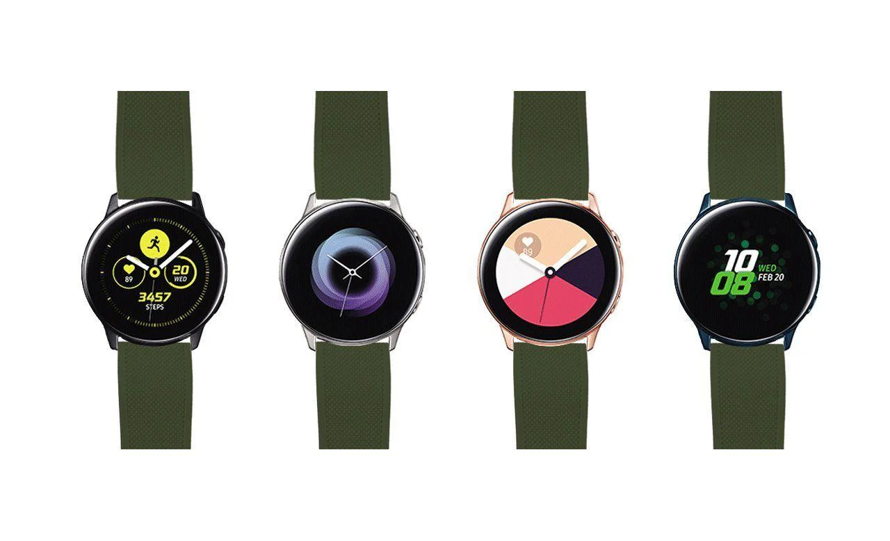 Samsung Galaxy Watch Active Elite Silicone Army Green Top Black Bottom Watch Band - Image 6