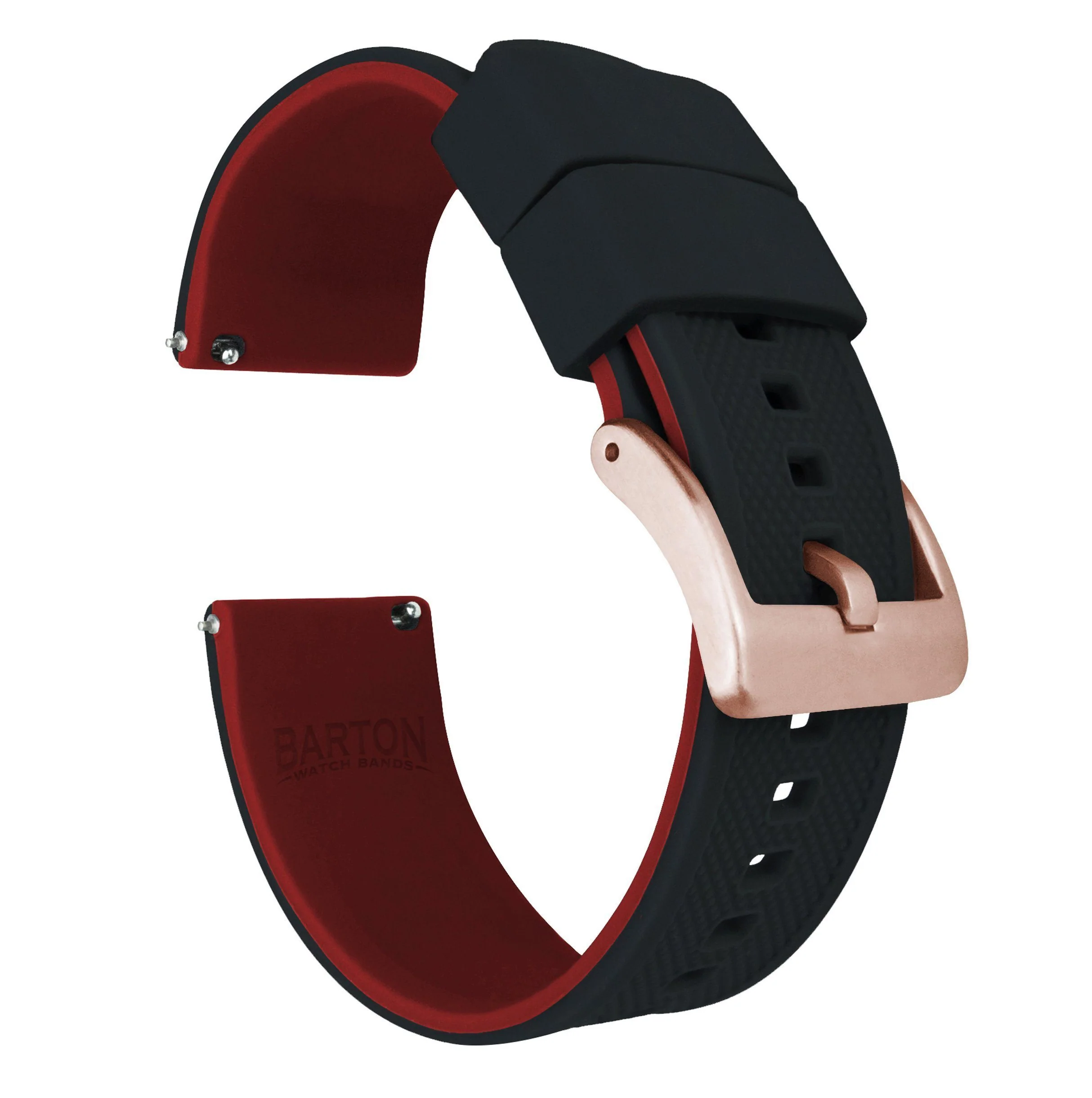 Samsung Galaxy Watch Active Elite Silicone Black Top Crimson Red Bottom Watch Band - Image 3