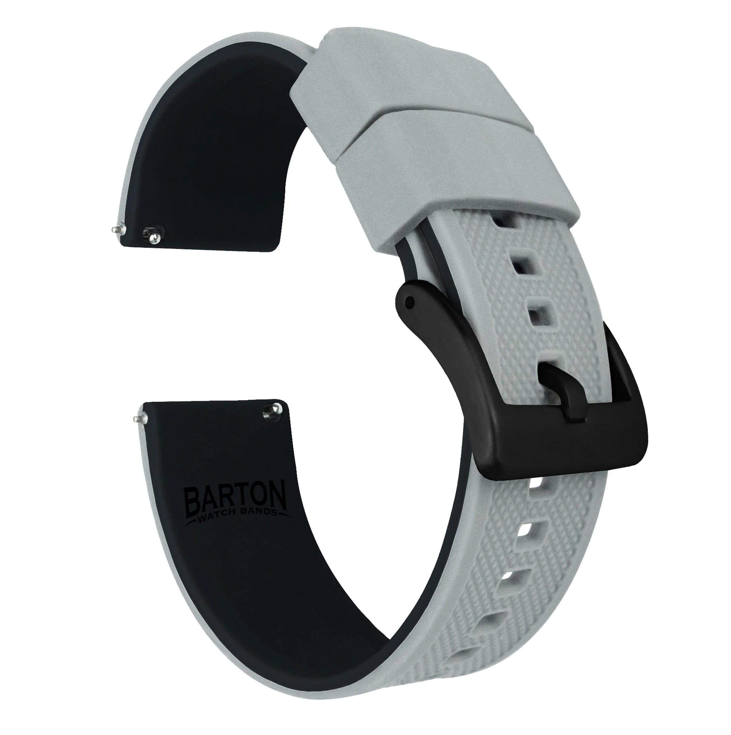 Samsung Galaxy Watch Active Elite Silicone Cool Grey Top Black Bottom Watch Band - Image 2