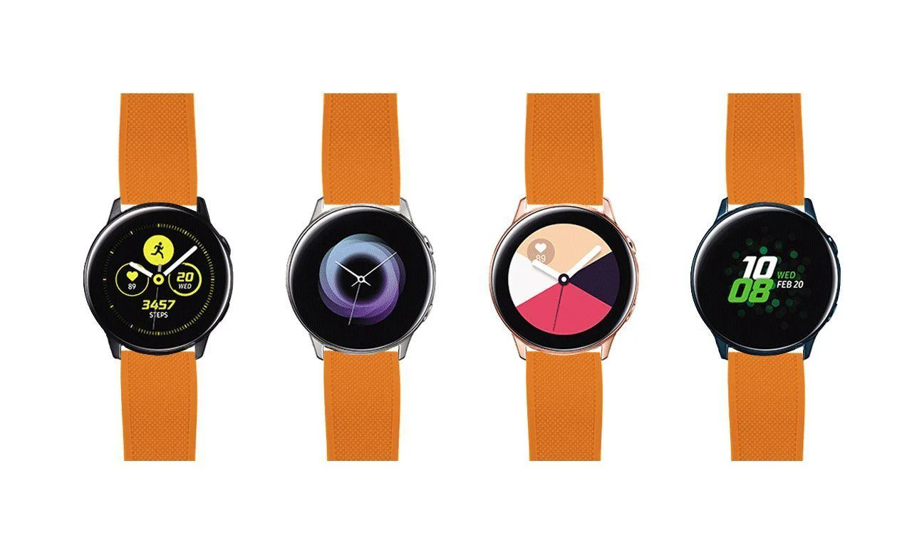 Samsung Galaxy Watch Active Elite Silicone Pumpkin Orange Top Black Bottom Watch Band - Image 6