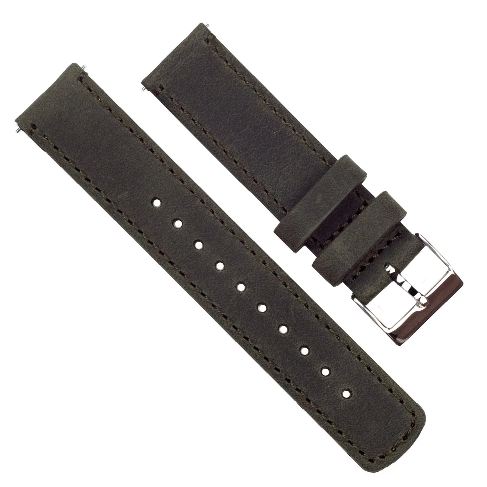 Samsung Galaxy Watch Active Espresso Brown Leather Stitching Watch Band - Image 4