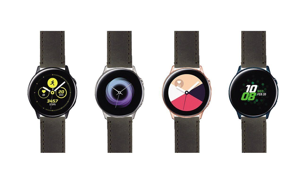 Samsung Galaxy Watch Active Espresso Brown Leather Stitching Watch Band - Image 6