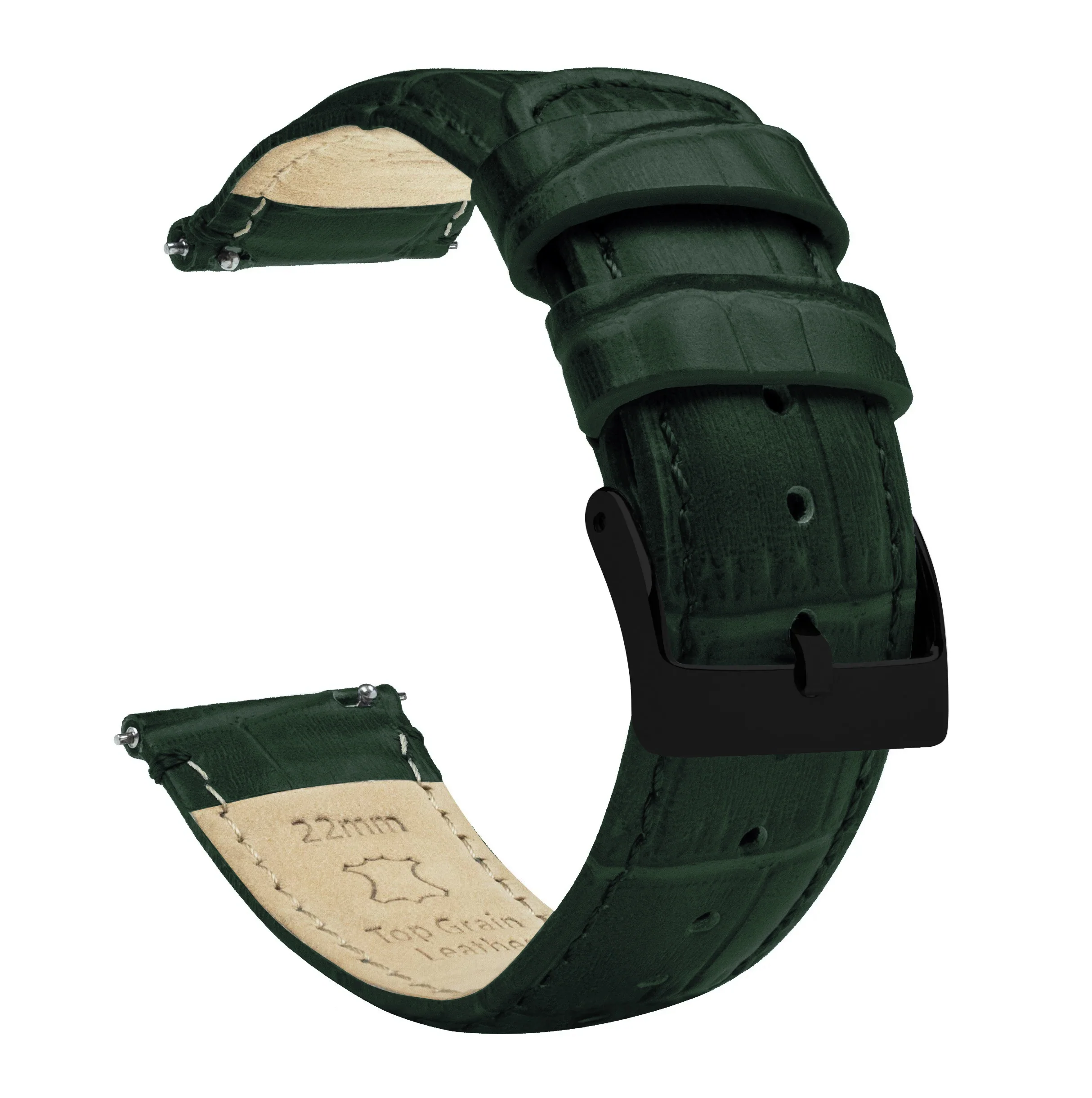 Samsung Galaxy Watch Active Forest Green Alligator Grain Leather Watch Band - Image 3