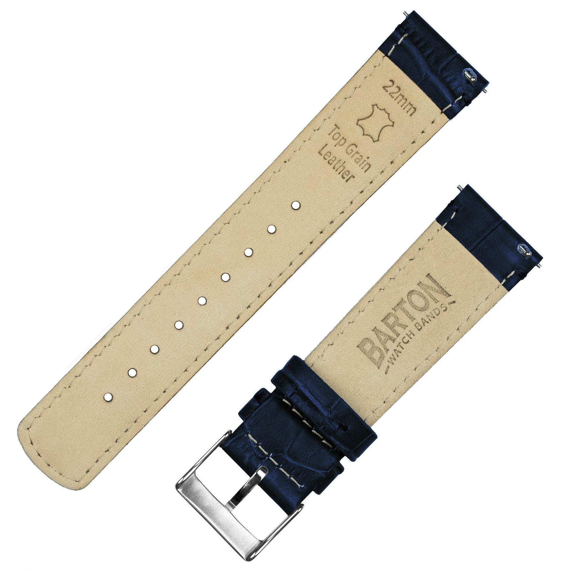Samsung Galaxy Watch Active Navy Blue Alligator Grain Leather Watch Band - Image 5