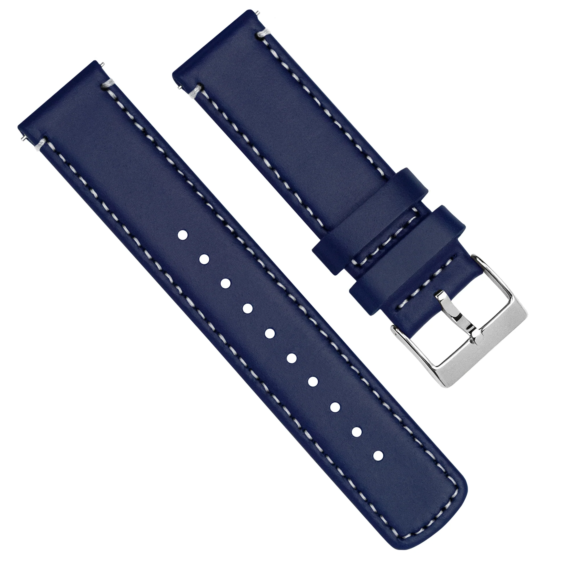 Samsung Galaxy Watch Active Navy Blue Leather White Stitching Watch Band - Image 5