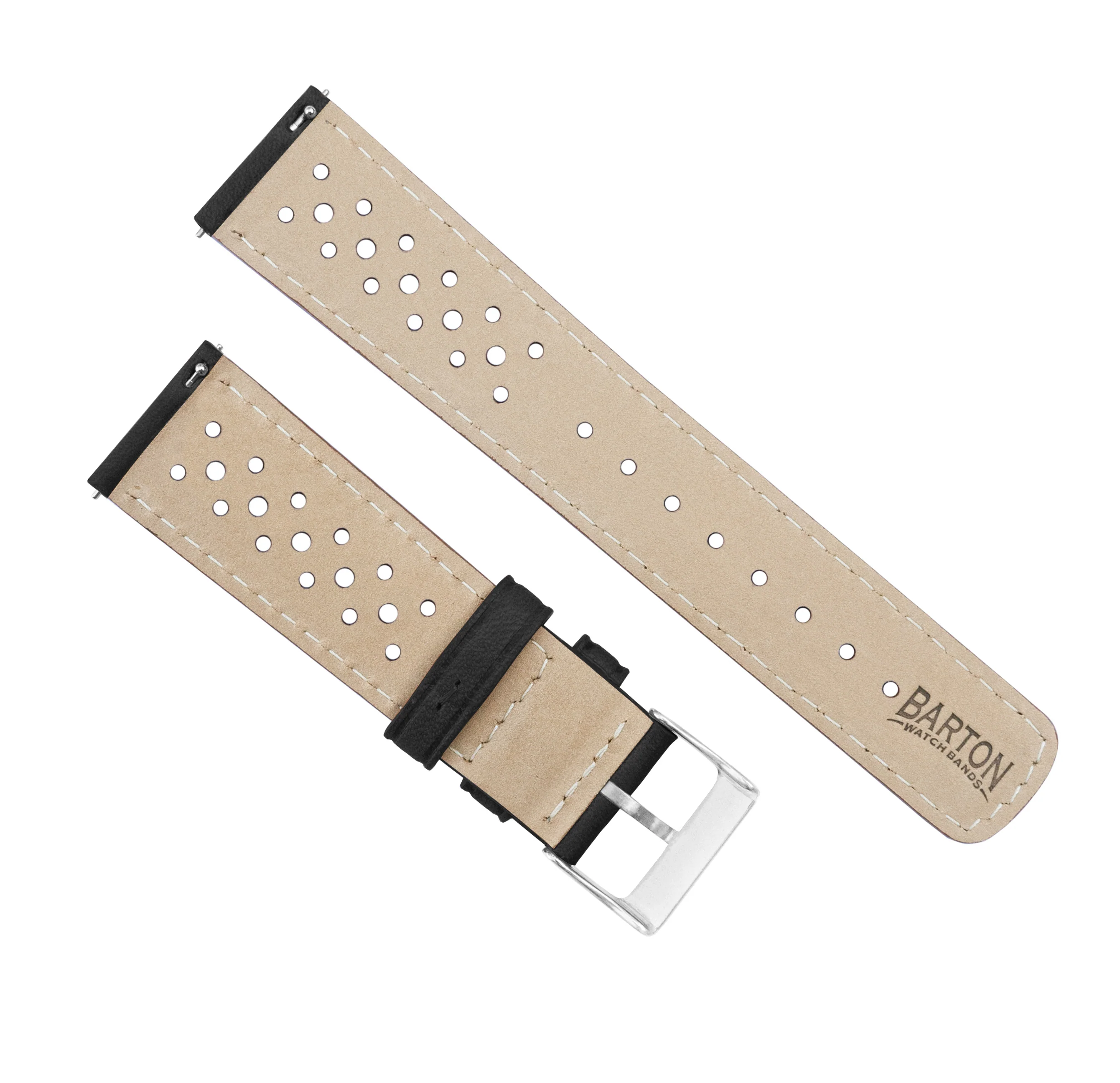 Samsung Galaxy Watch Active Racing Horween Leather Black Watch Band - Image 3
