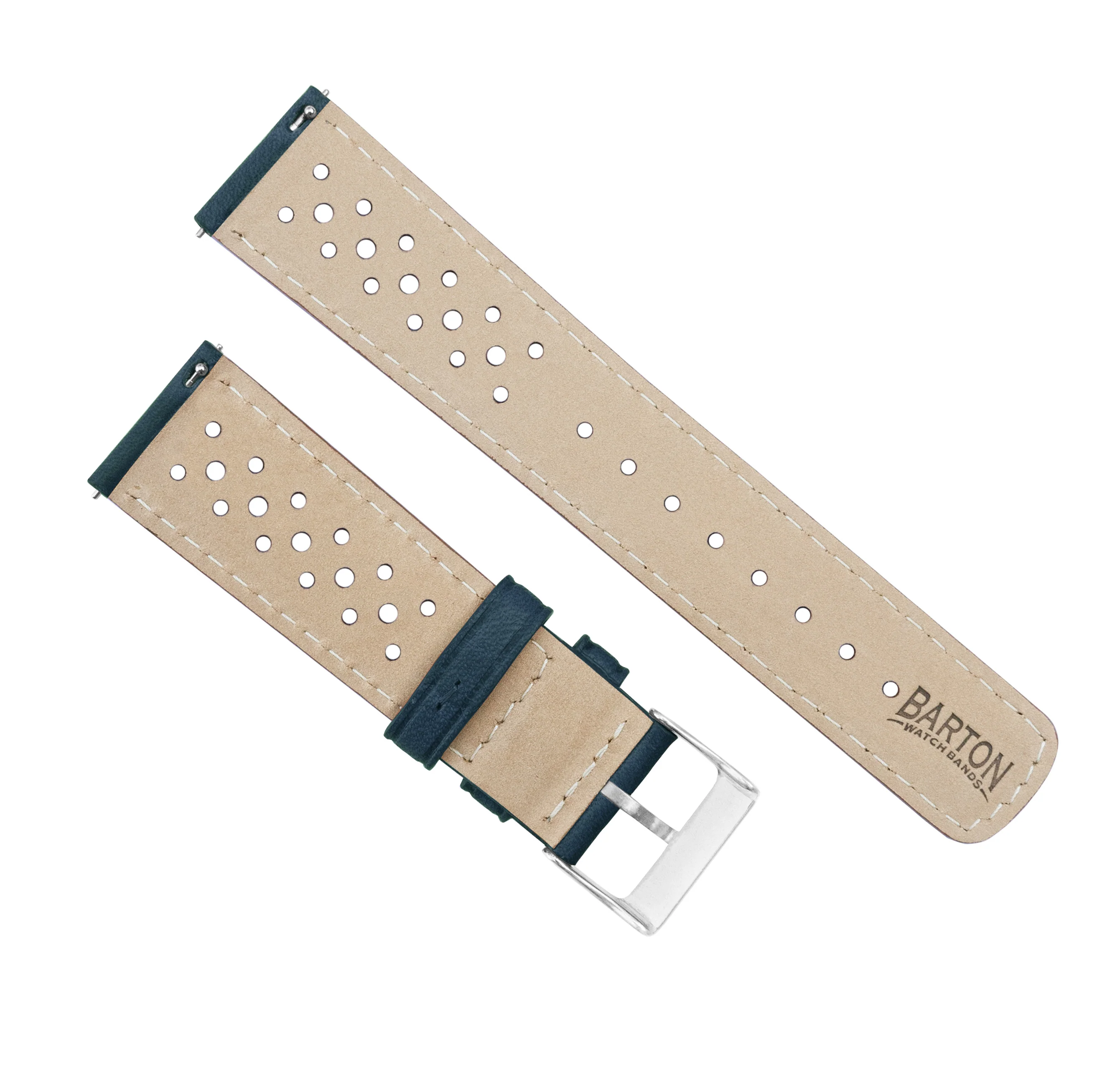 Samsung Galaxy Watch Active Racing Horween Leather Navy Blue Watch Band - Image 3