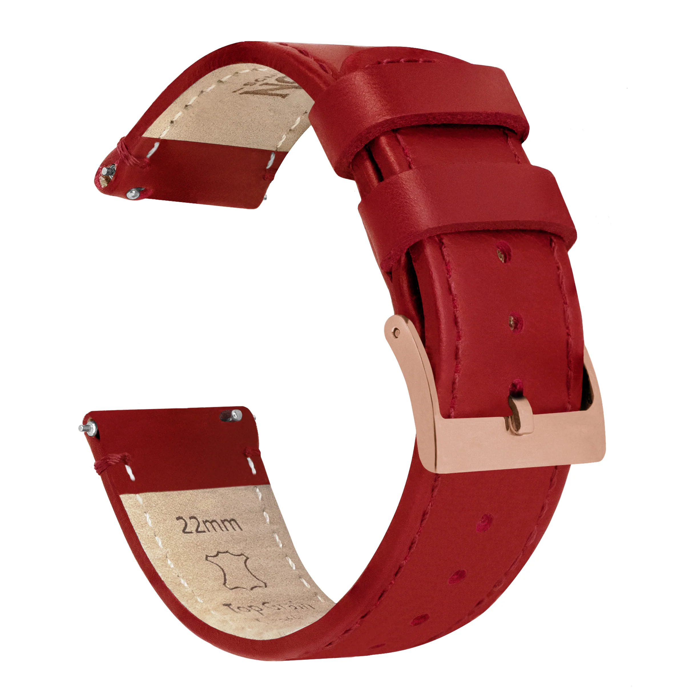 Samsung Galaxy Watch Active Red Leather Stitching Watch Band - Image 3