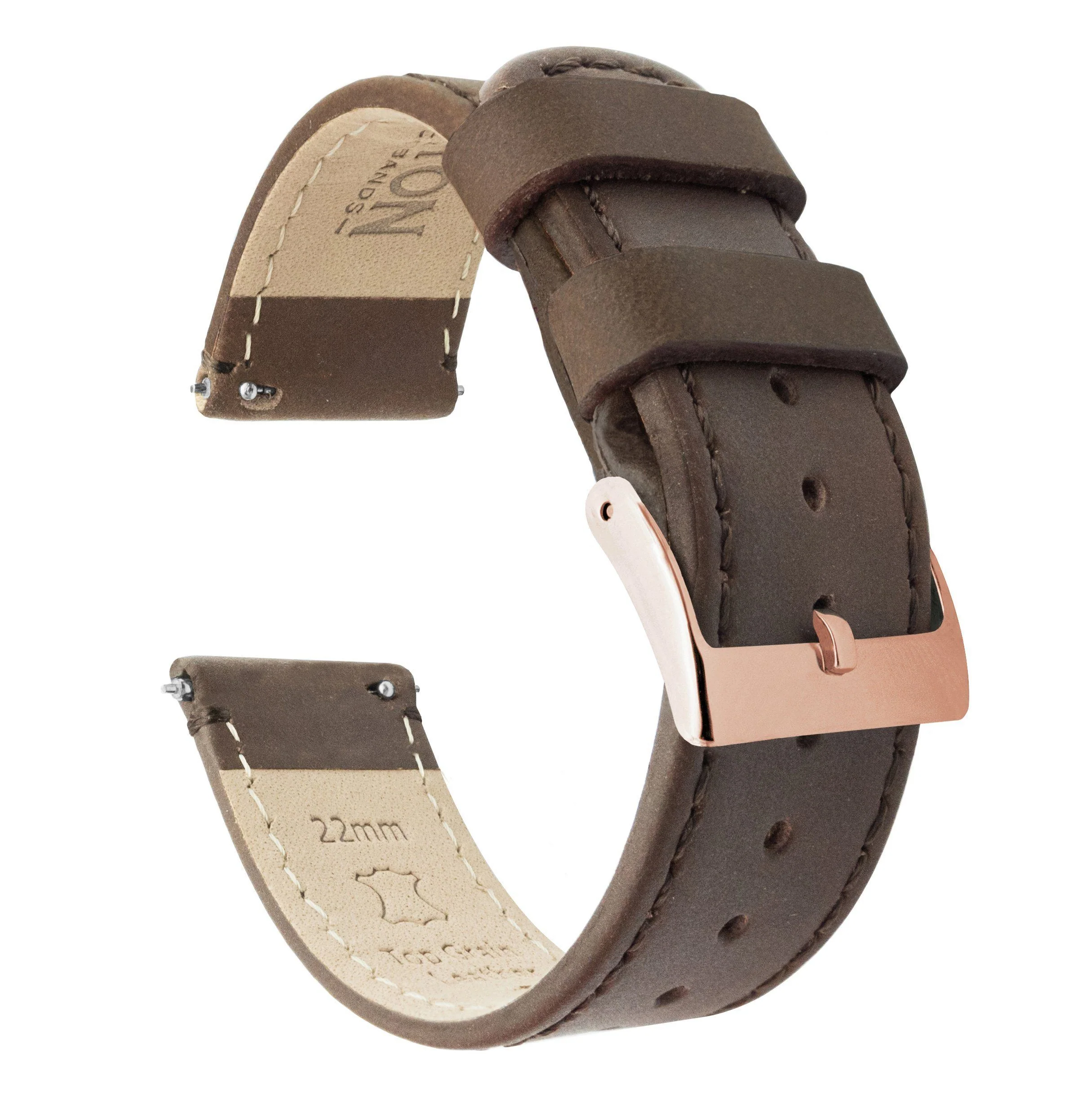 Samsung Galaxy Watch Active Saddle Brown Leather Stitching Watch Band - Image 3