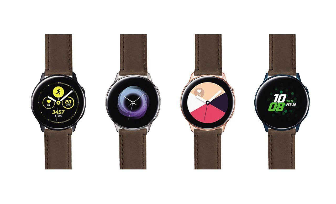 Samsung Galaxy Watch Active Saddle Brown Leather Stitching Watch Band - Image 6