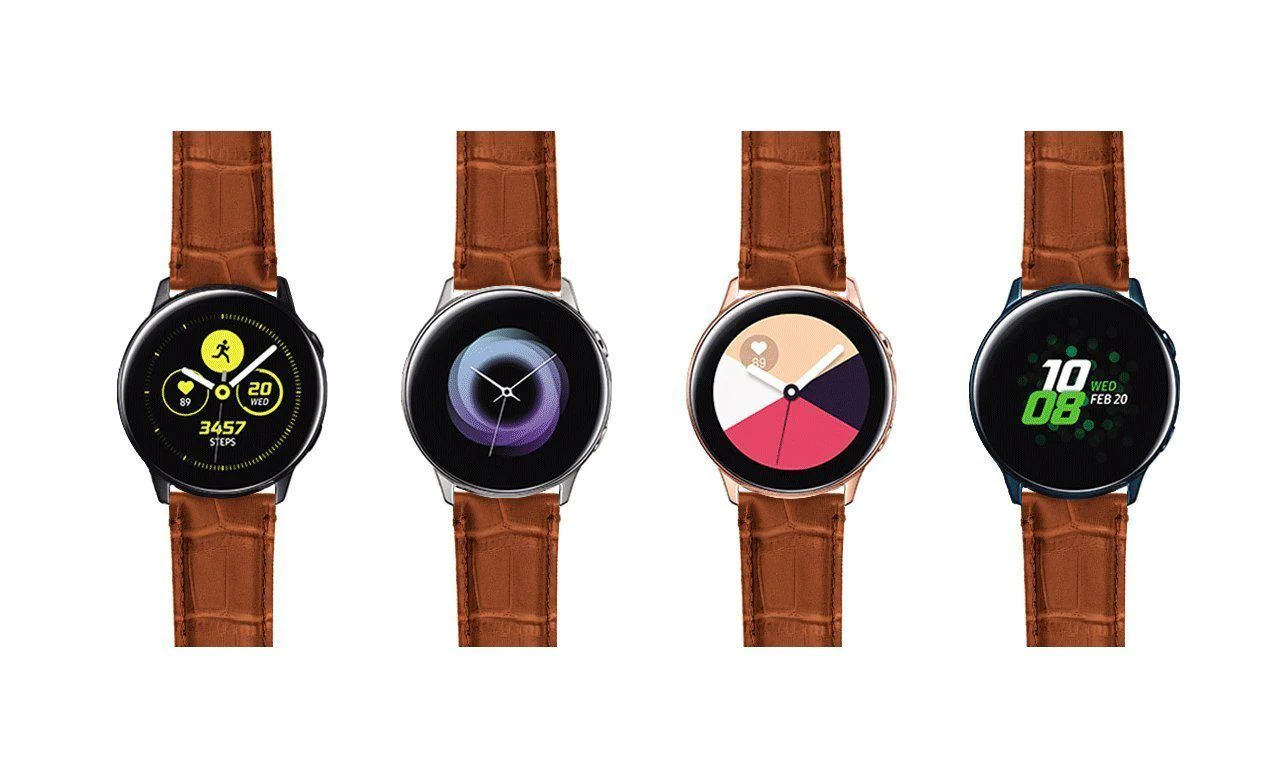 Samsung Galaxy Watch Active Toffee Brown Alligator Grain Leather Watch Band - Image 6