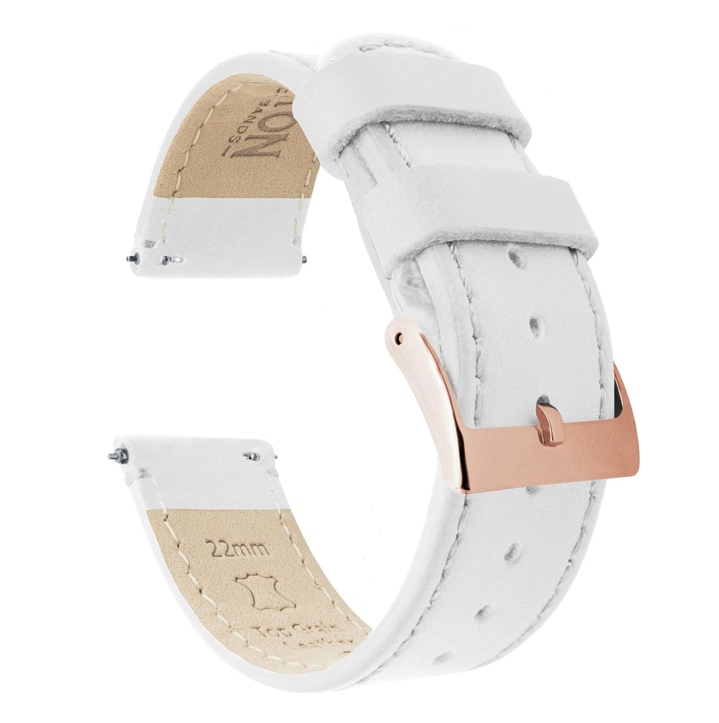 Samsung Galaxy Watch Active White Leather Stitching Watch Band - Image 3