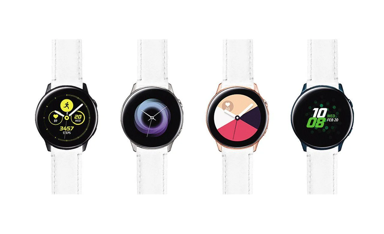 Samsung Galaxy Watch Active White Leather Stitching Watch Band - Image 6