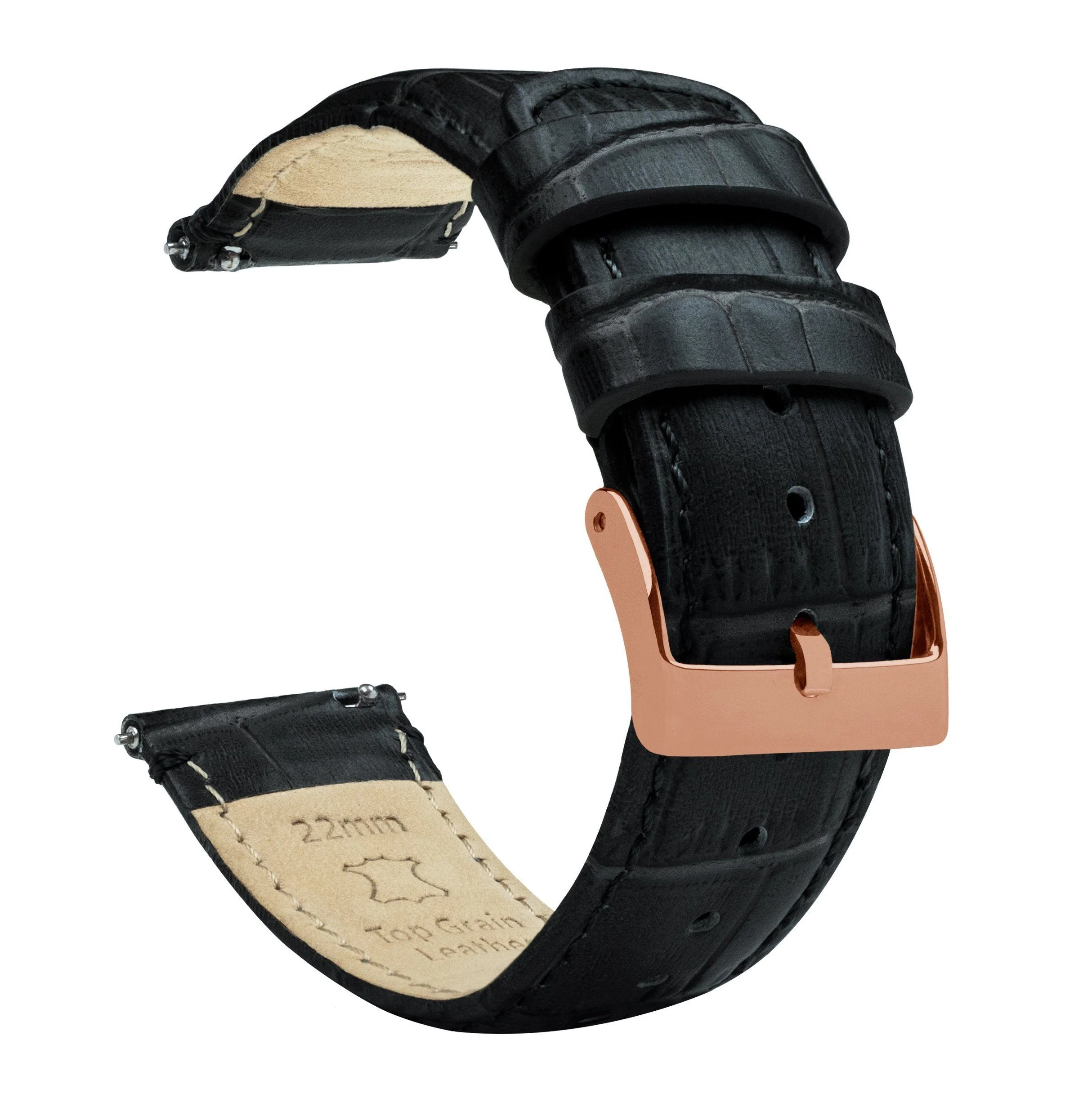 Samsung Galaxy Watch Black Alligator Grain Leather Watch Band - Image 3