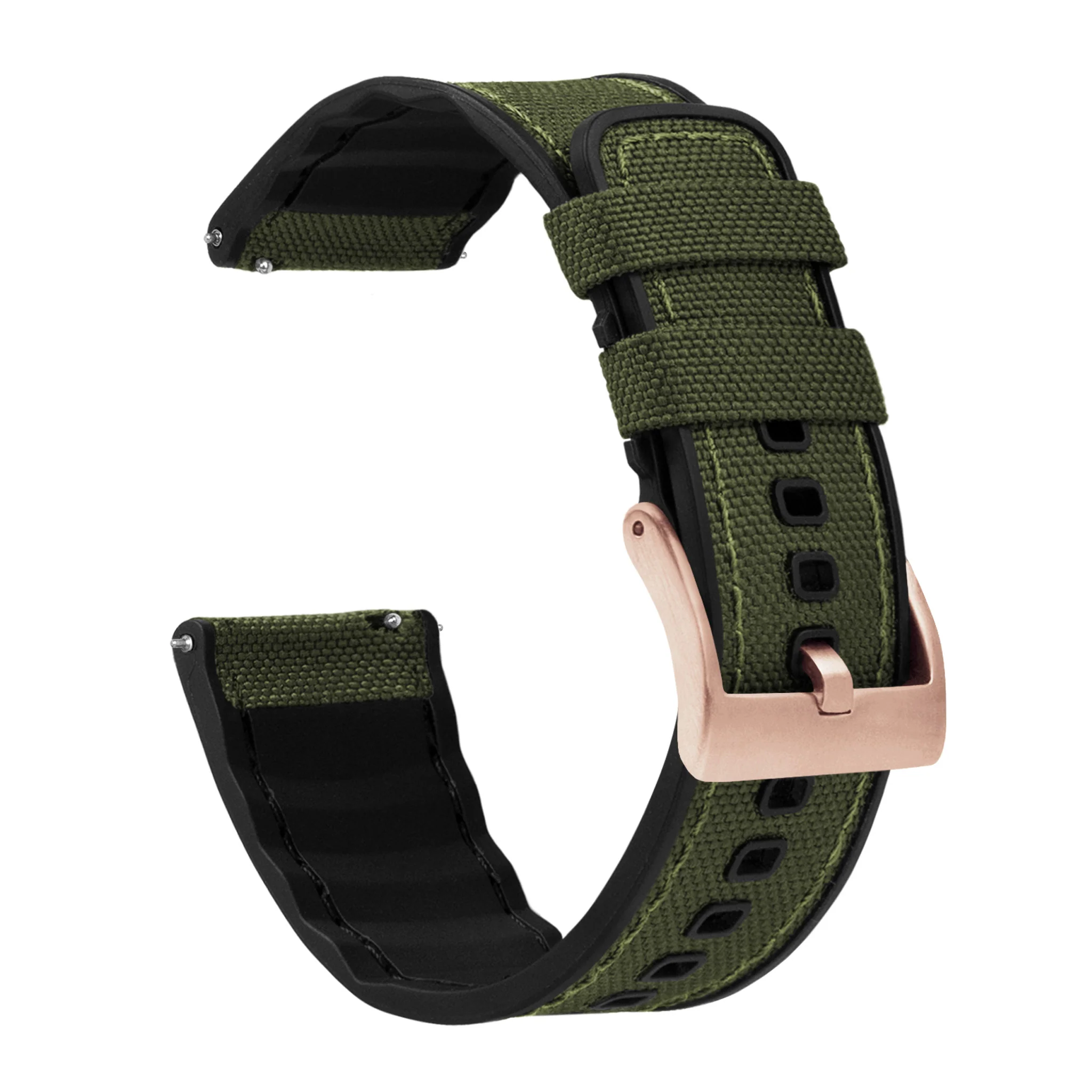 Samsung Galaxy Watch Cordrua Fabric Silicone Hybrid Army Green Watch Band - Image 3