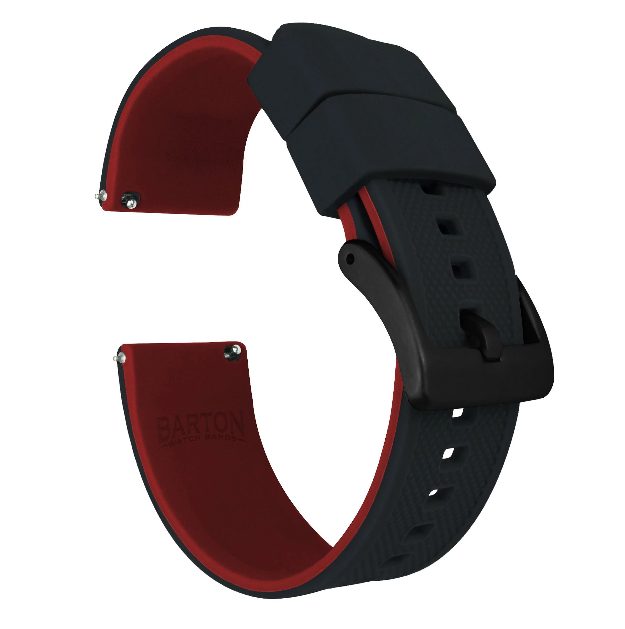 Samsung Galaxy Watch Elite Silicone Black Top Crimson Red Bottom Watch Band - Image 2