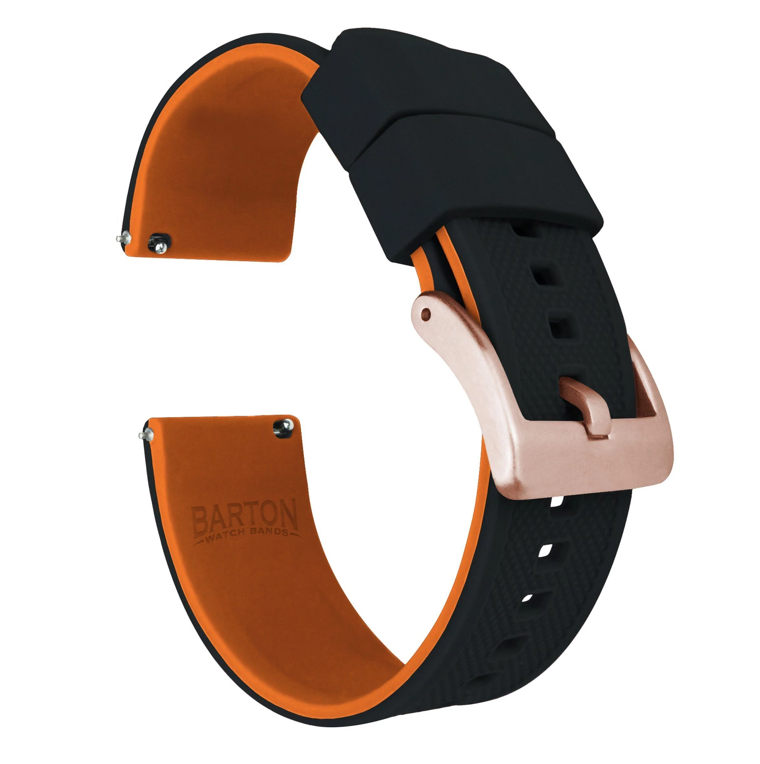 Samsung Galaxy Watch Elite Silicone Black Top Pumpkin Orange Bottom Watch Band - Image 3