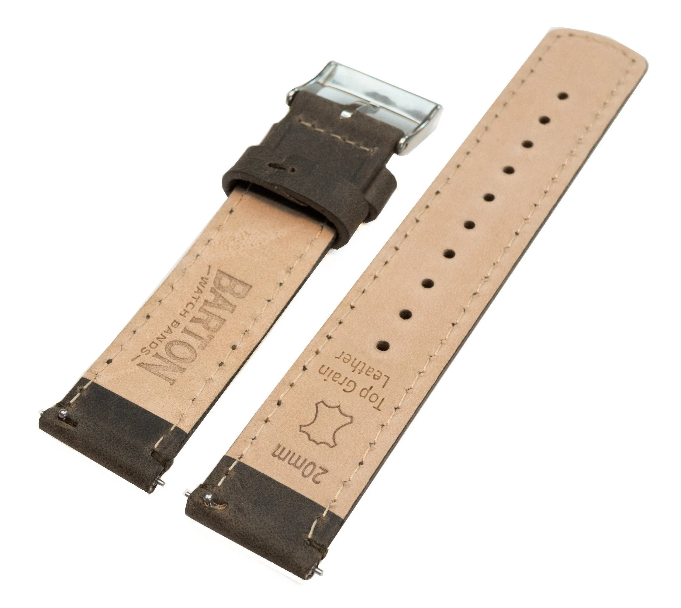 Samsung Galaxy Watch Espresso Brown Leather Stitching Watch Band - Image 5