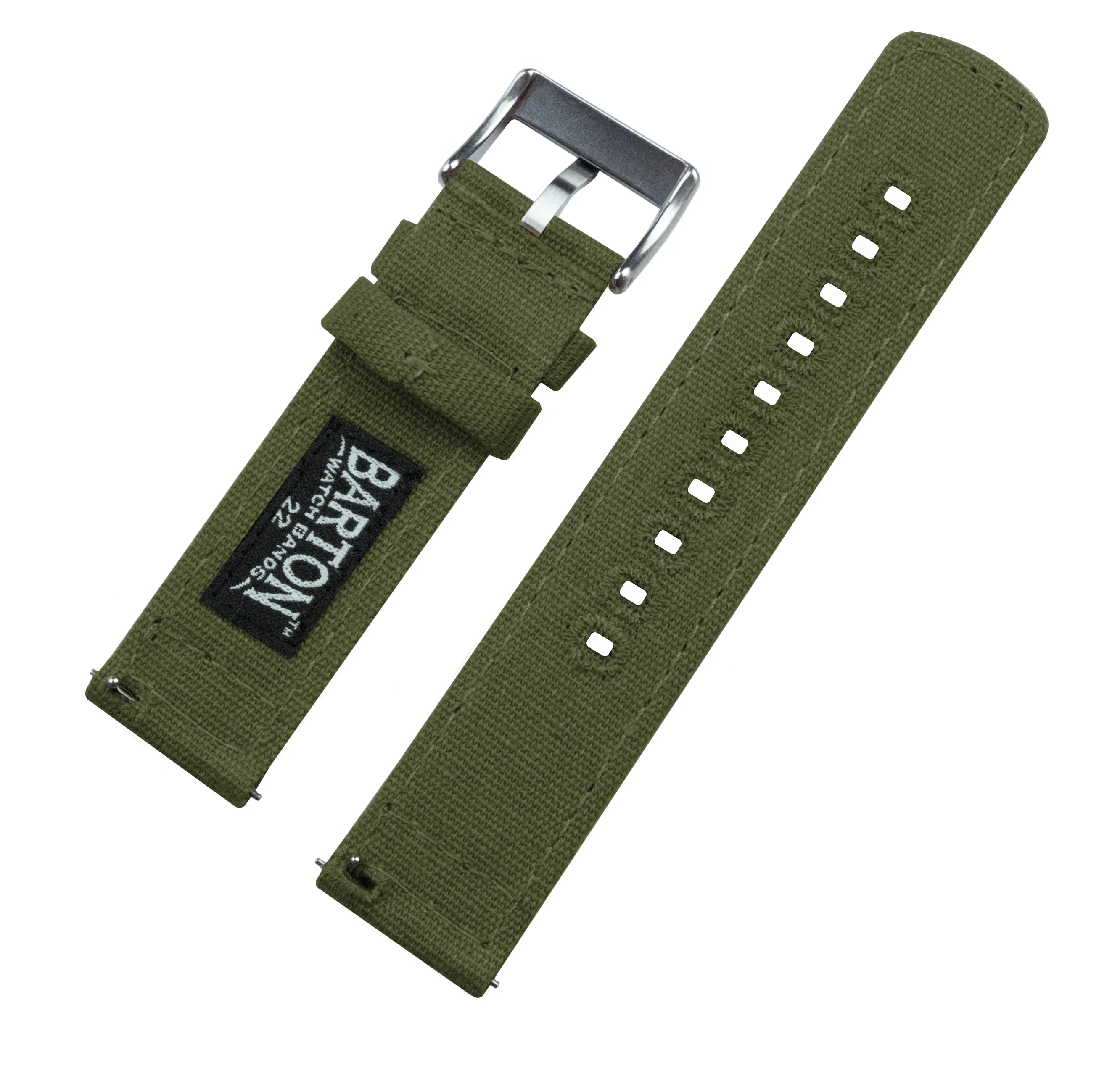 Samsung Galaxy Watch3 Army Green Canvas Watch Band - Image 6