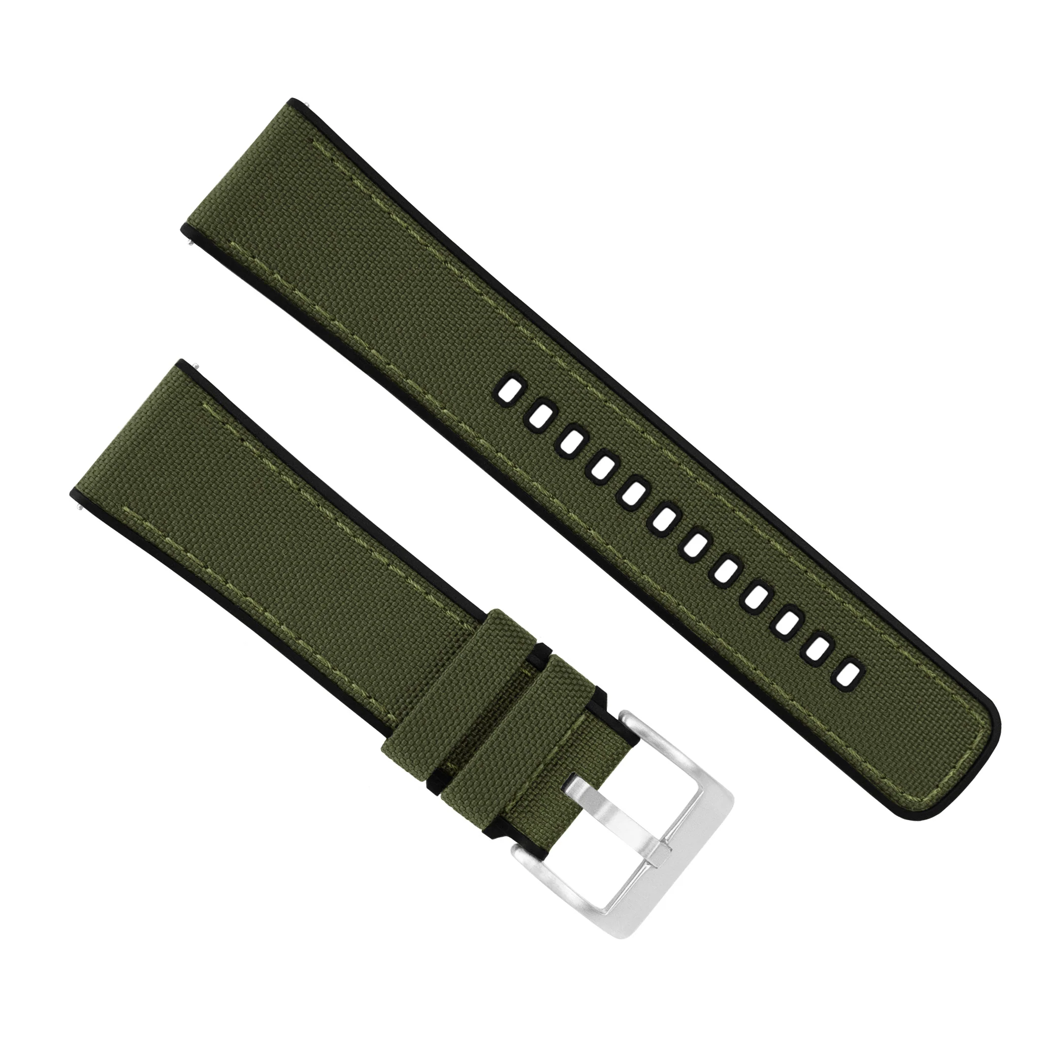 Samsung Galaxy Watch3 Cordrua Fabric Silicone Hybrid Army Green Watch Band - Image 5