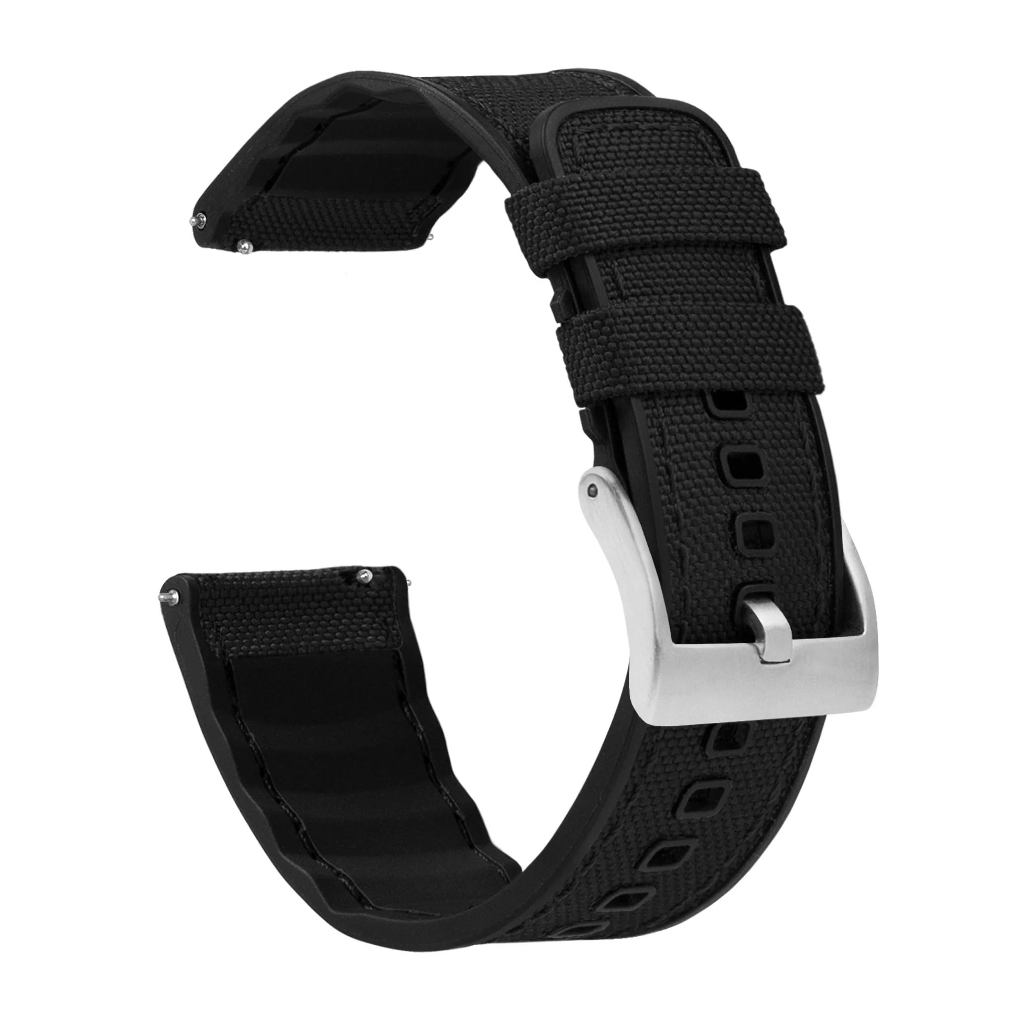 Samsung Galaxy Watch3 Cordrua Fabric Silicone Hybrid Black Watch Band - Image 2