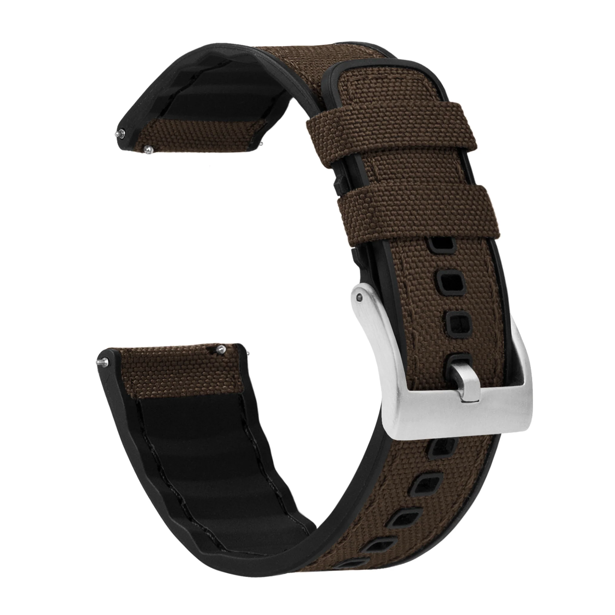 Samsung Galaxy Watch3 Cordrua Fabric Silicone Hybrid Chocolate Brown Watch Band - Image 2