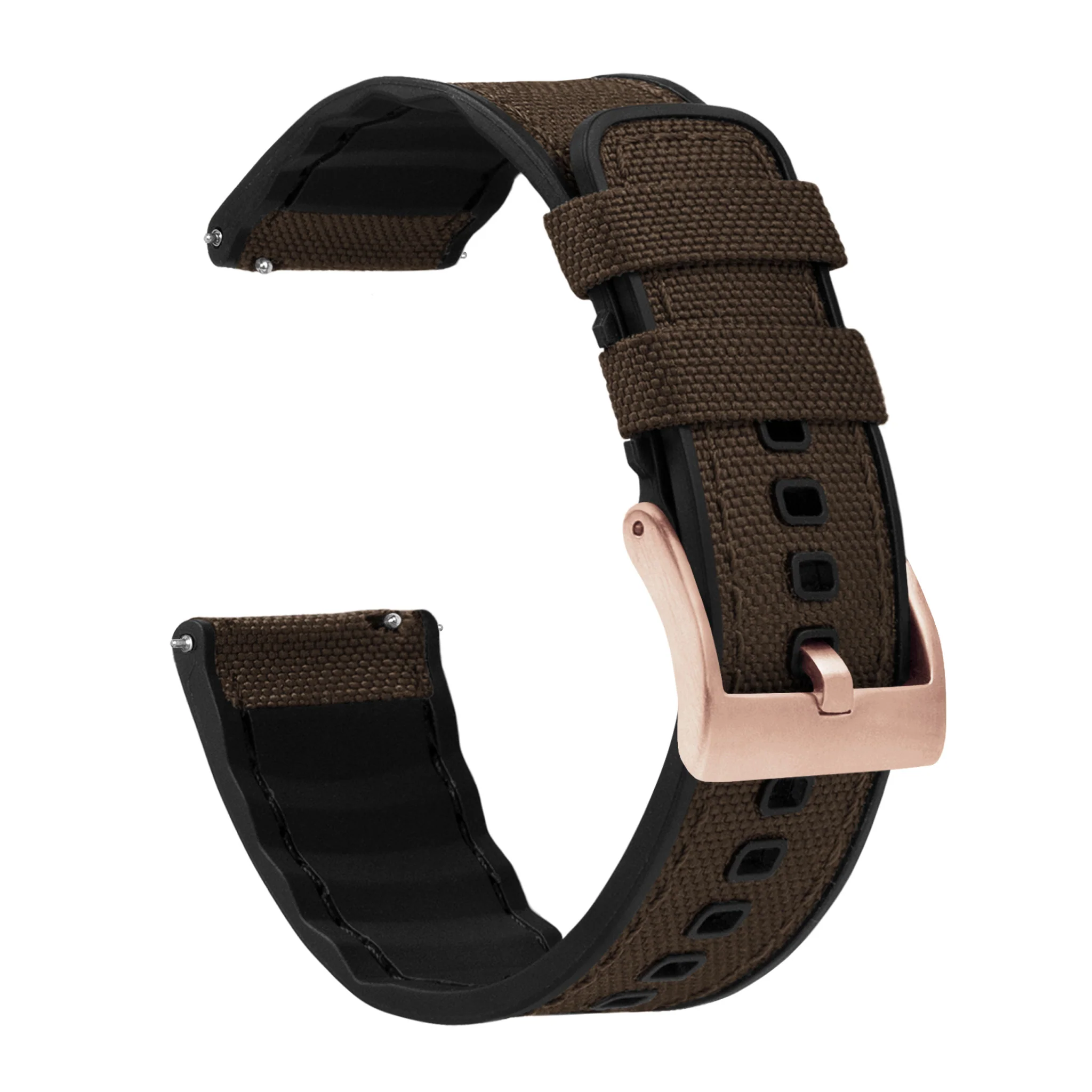 Samsung Galaxy Watch3 Cordrua Fabric Silicone Hybrid Chocolate Brown Watch Band - Image 4