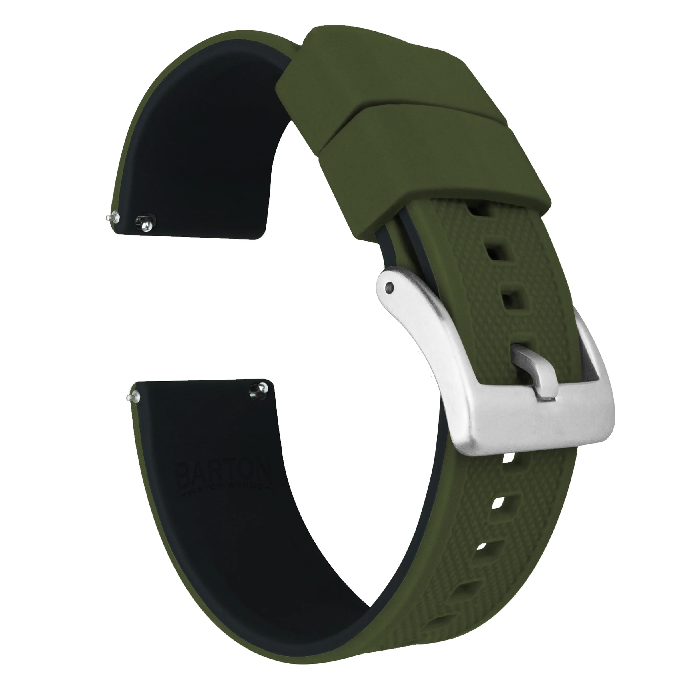 Samsung Galaxy Watch3 Elite Silicone Army Green Top Black Bottom Watch Band - Image 2