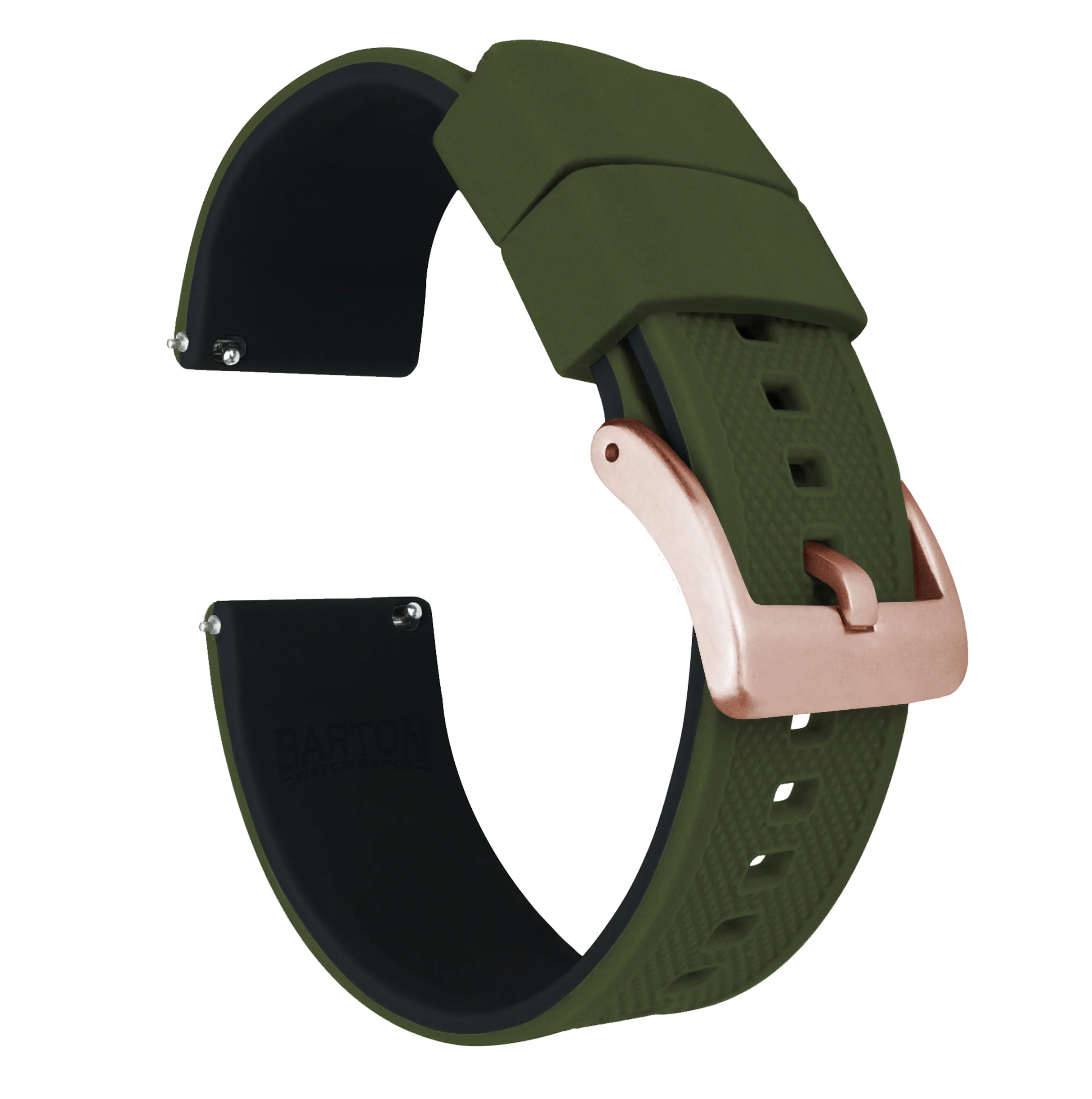 Samsung Galaxy Watch3 Elite Silicone Army Green Top Black Bottom Watch Band - Image 4