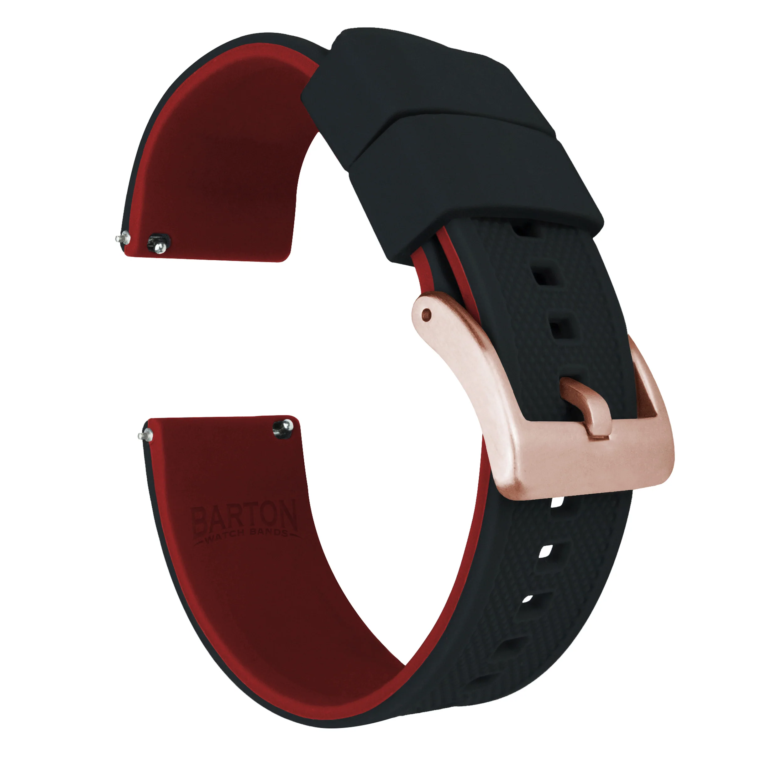 Samsung Galaxy Watch3 Elite Silicone Black Top Crimson Red Bottom Watch Band - Image 4