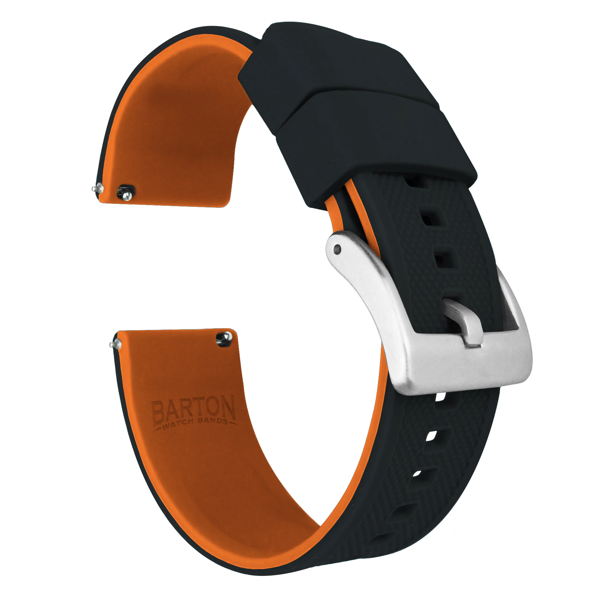 Samsung Galaxy Watch3 Elite Silicone Black Top Pumpkin Orange Bottom Watch Band - Image 2