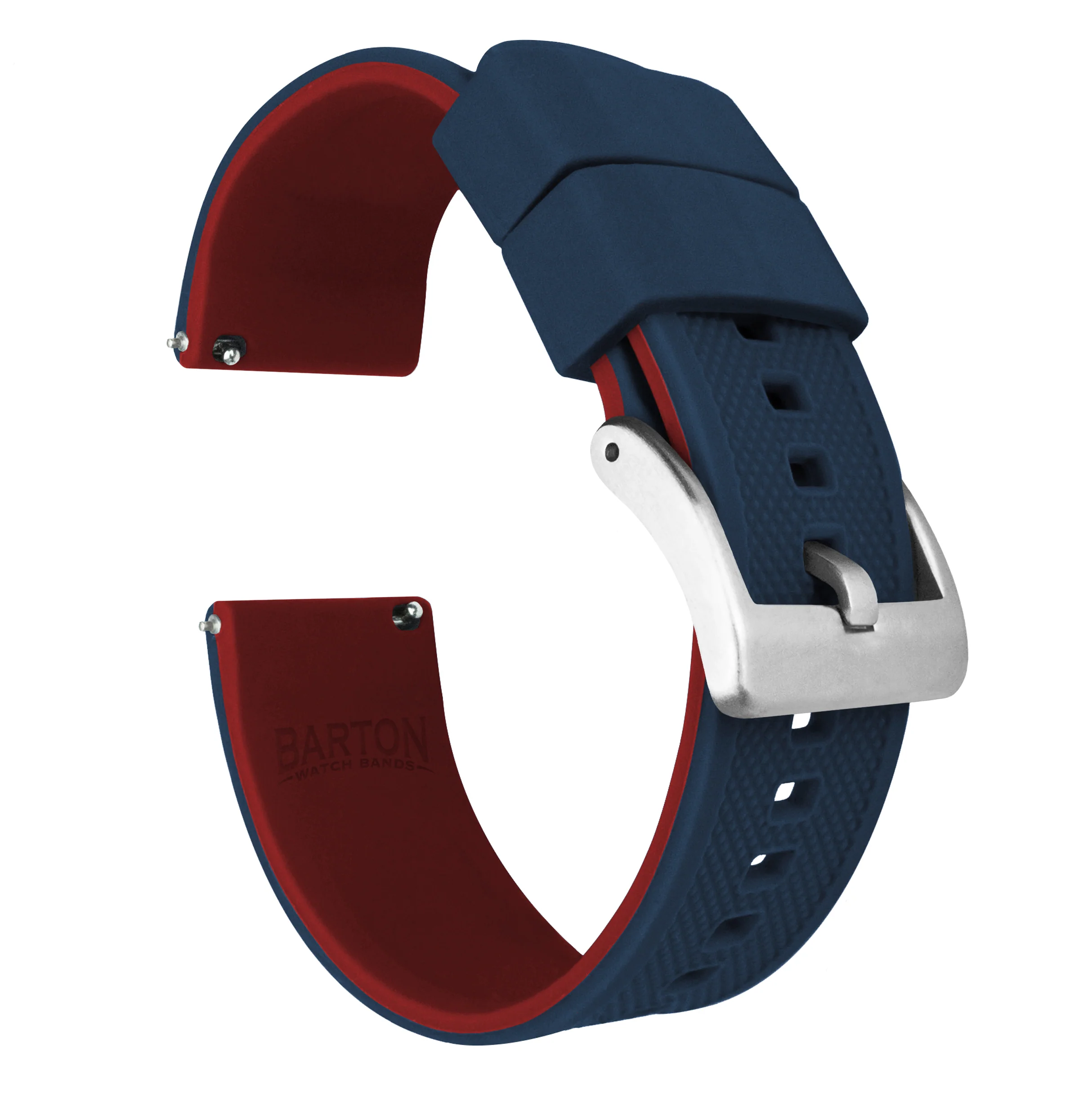 Samsung Galaxy Watch3 Elite Silicone Navy Blue Top Crimson Red Bottom Watch Band - Image 2
