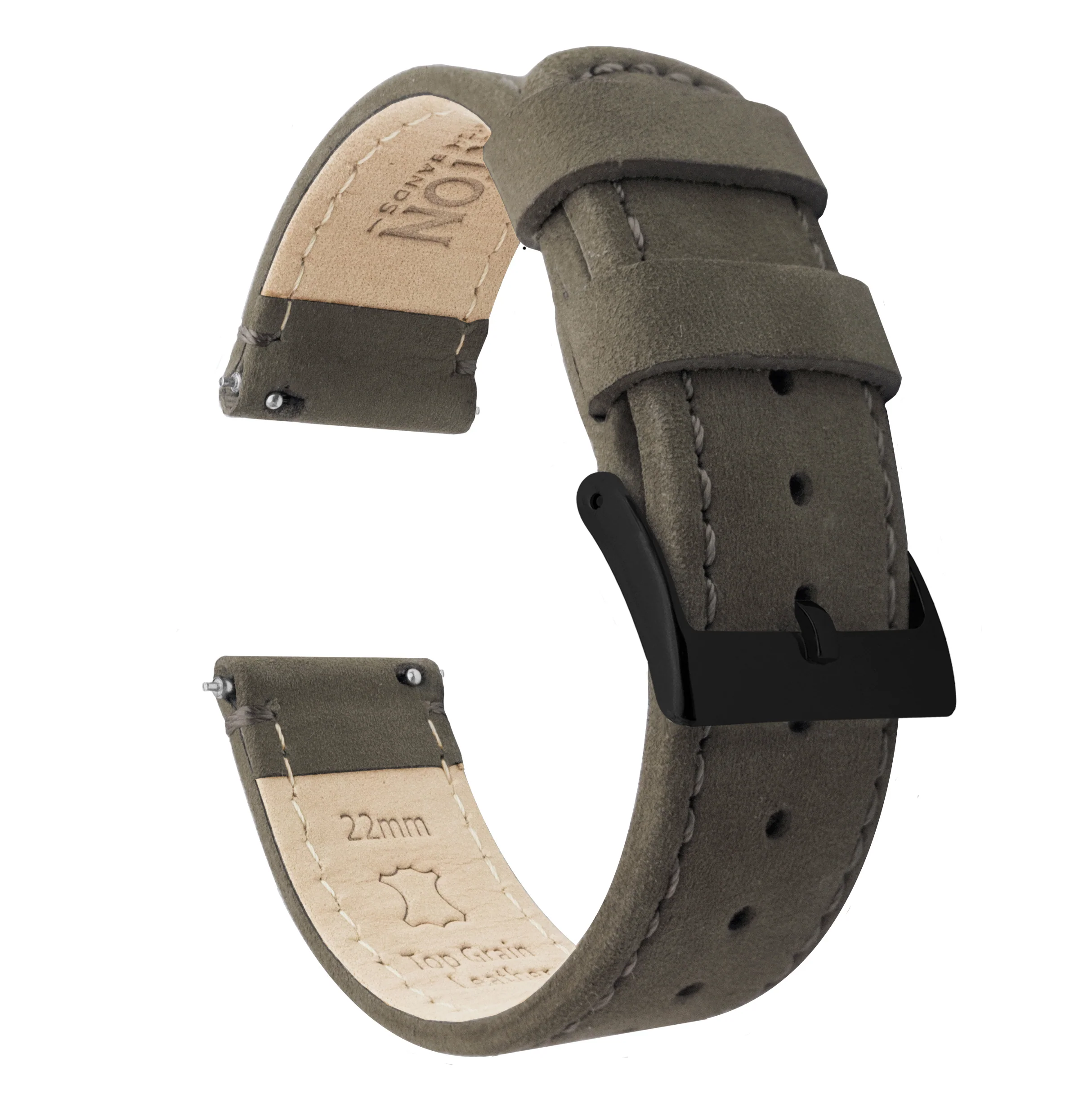 Samsung Galaxy Watch3 Espresso Brown Leather Stitching Watch Band - Image 2