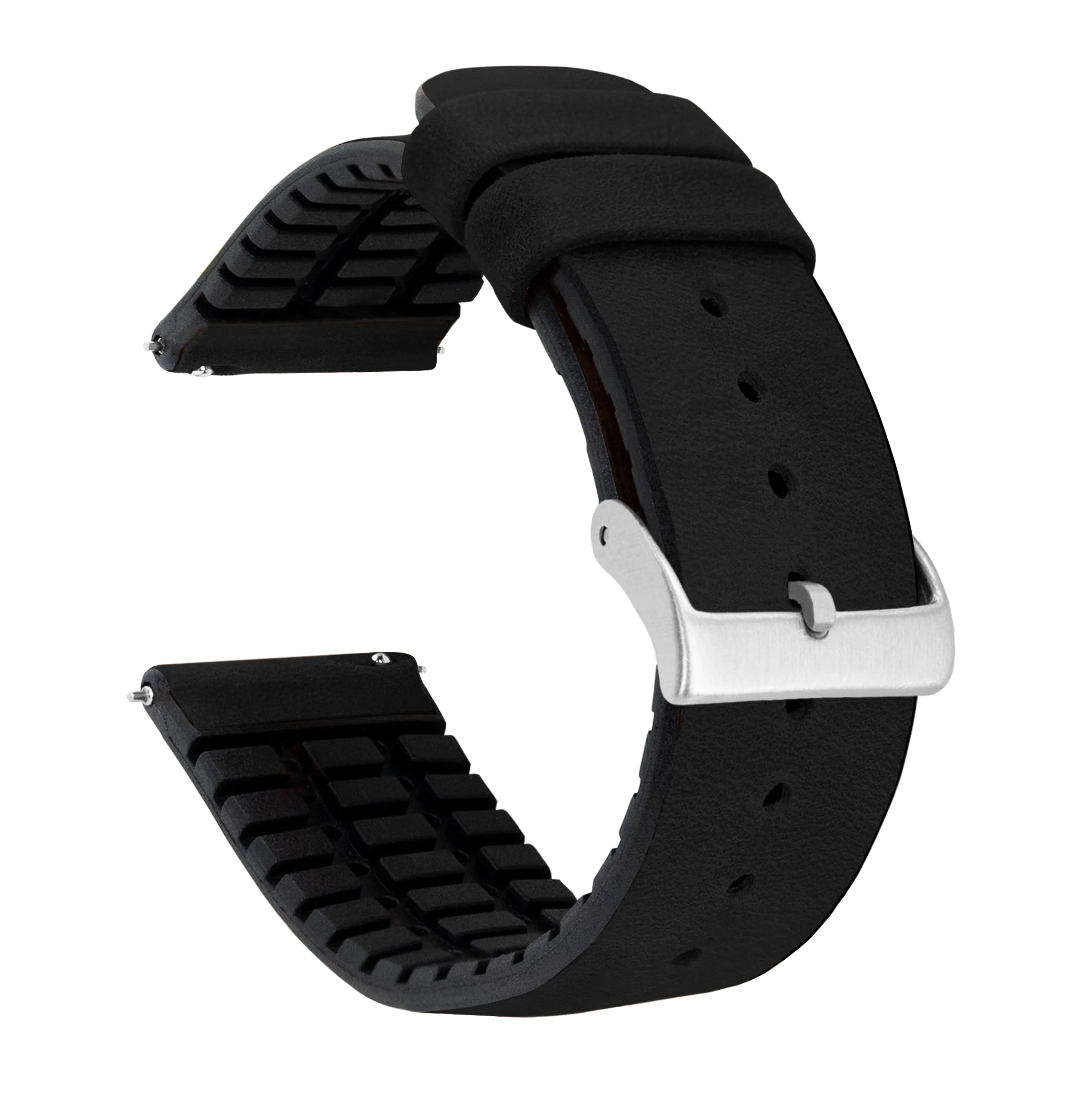Samsung Galaxy Watch3 Leather And Rubber Hybrid Black Watch Band - Image 2