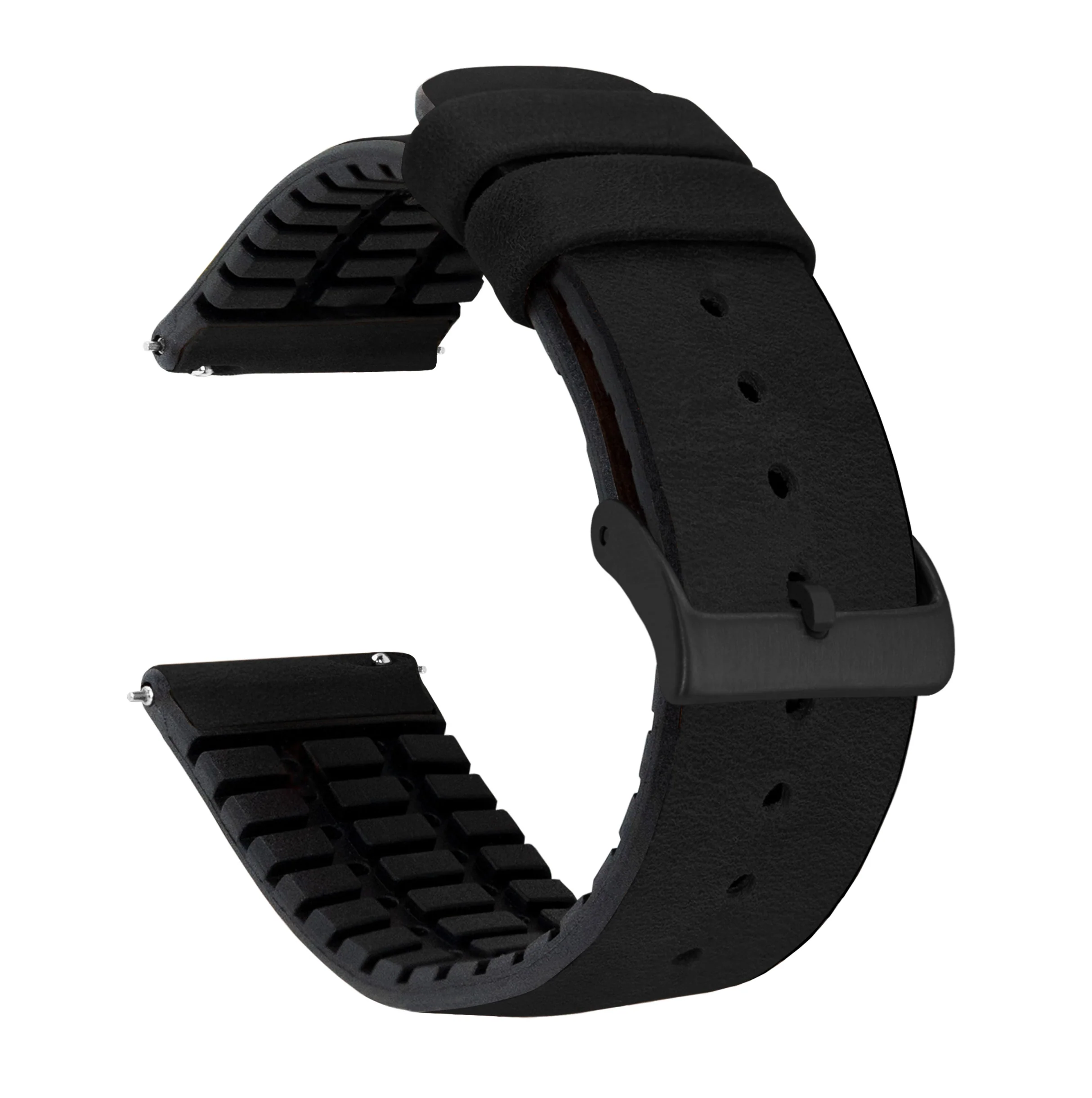 Samsung Galaxy Watch3 Leather And Rubber Hybrid Black Watch Band - Image 3