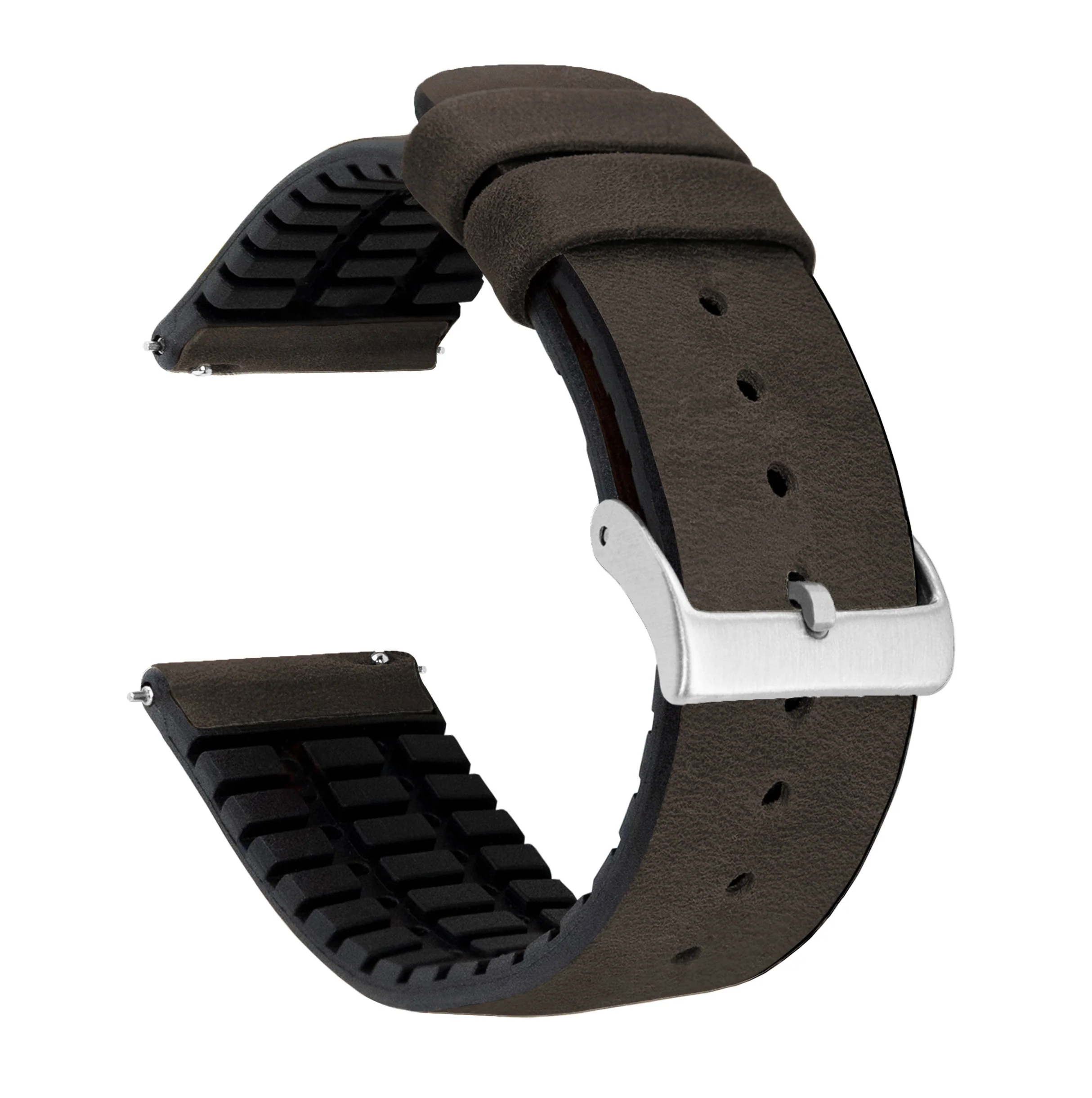 Samsung Galaxy Watch3 Leather And Rubber Hybrid Smoke Brown Watch Band - Image 2