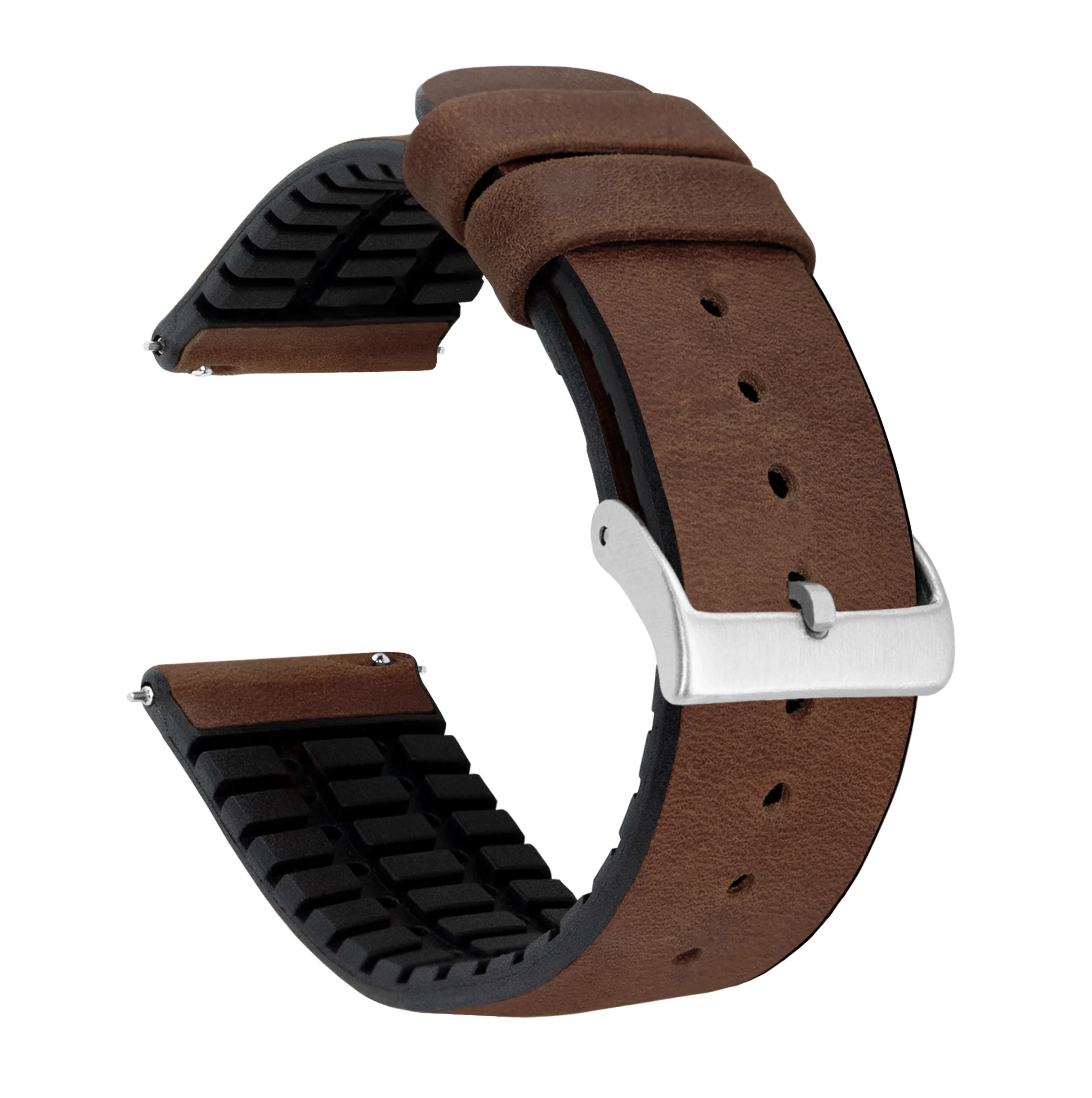 Samsung Galaxy Watch3 Leather And Rubber Hybrid Walnut Brown Watch Band - Image 2