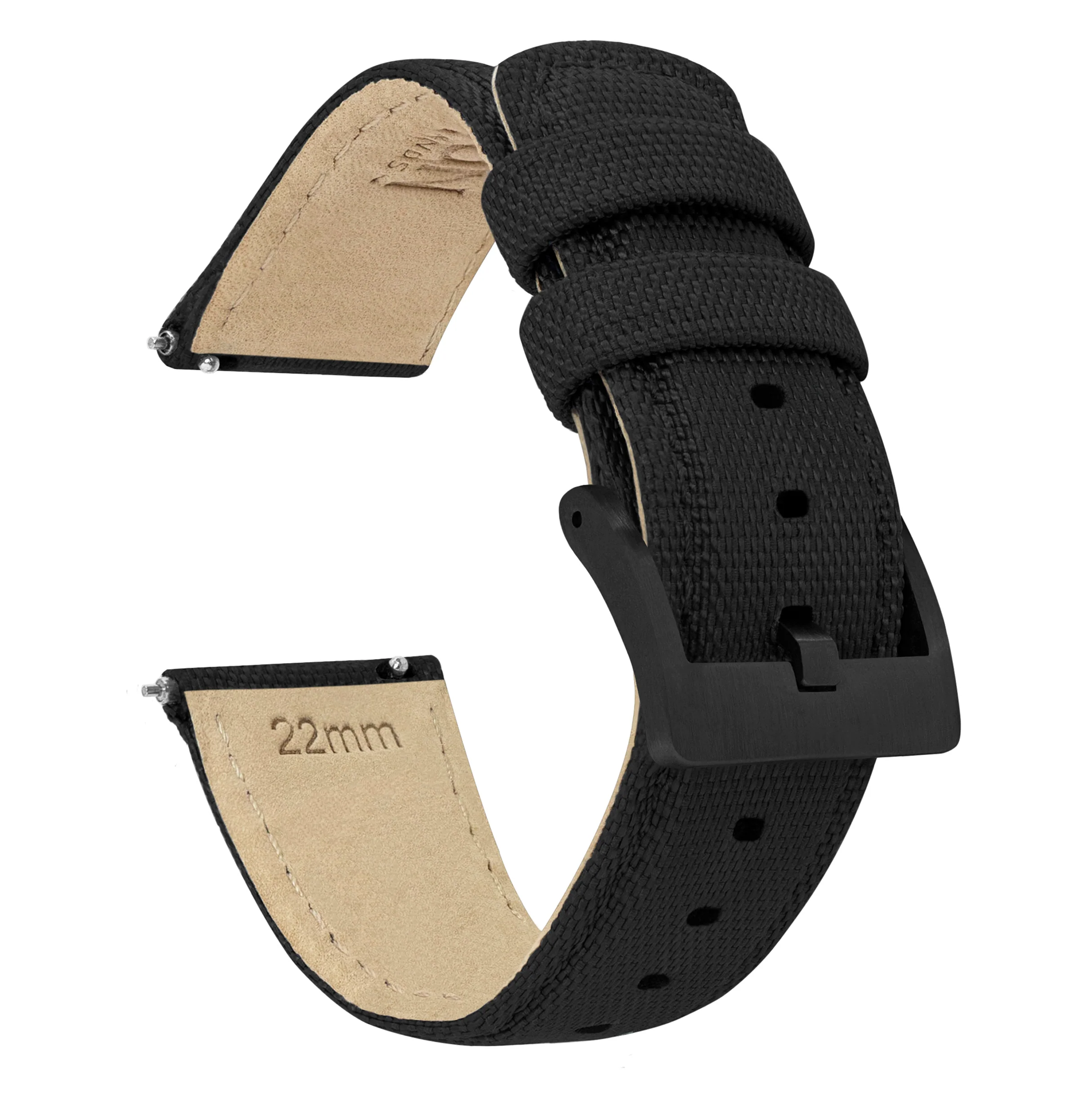 Samsung Galaxy Watch3 Sailcloth Quick Release Black Watch Band - Image 2