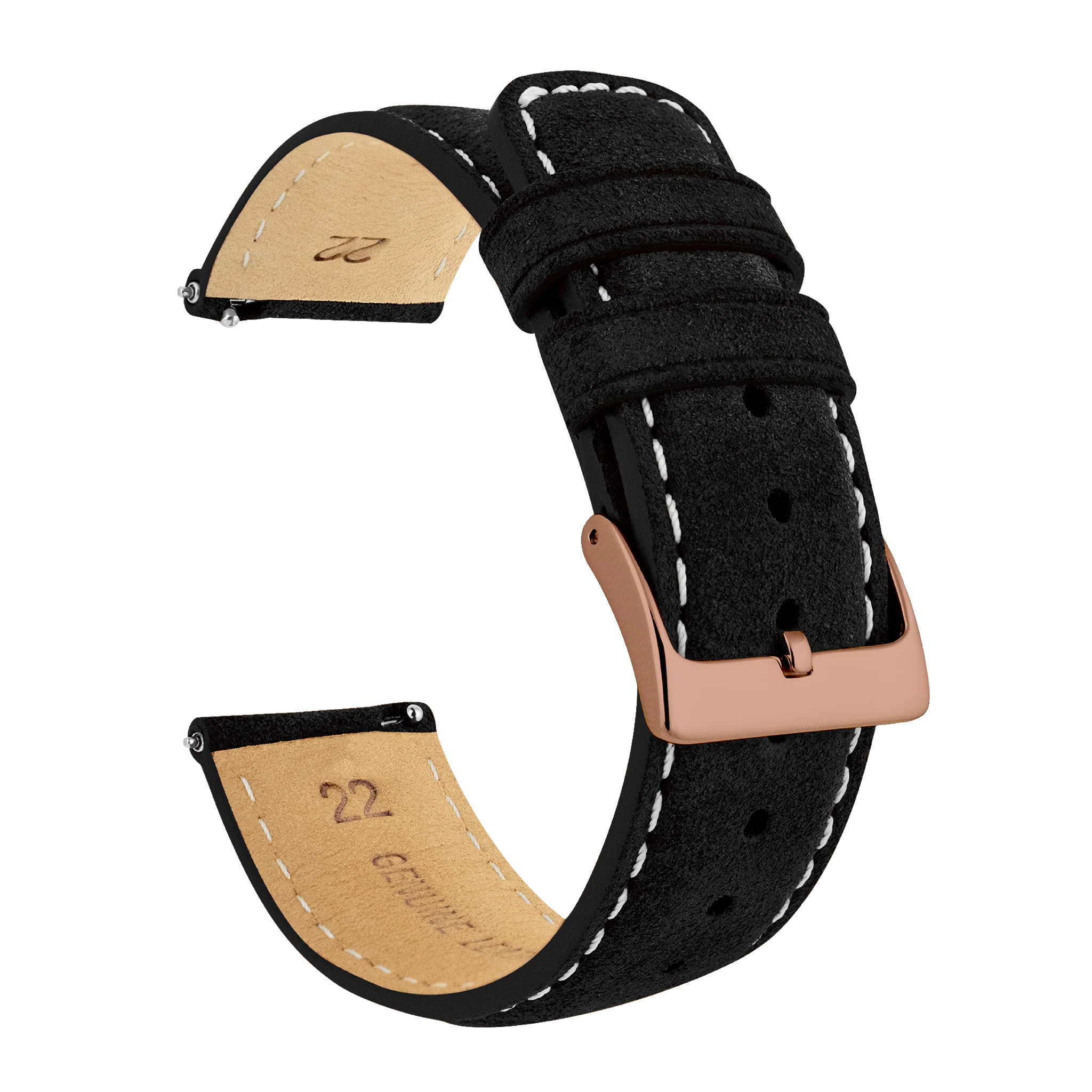 Samsung Galaxy Watch4 Black Suede Beige Stitching Watch Band - Image 3