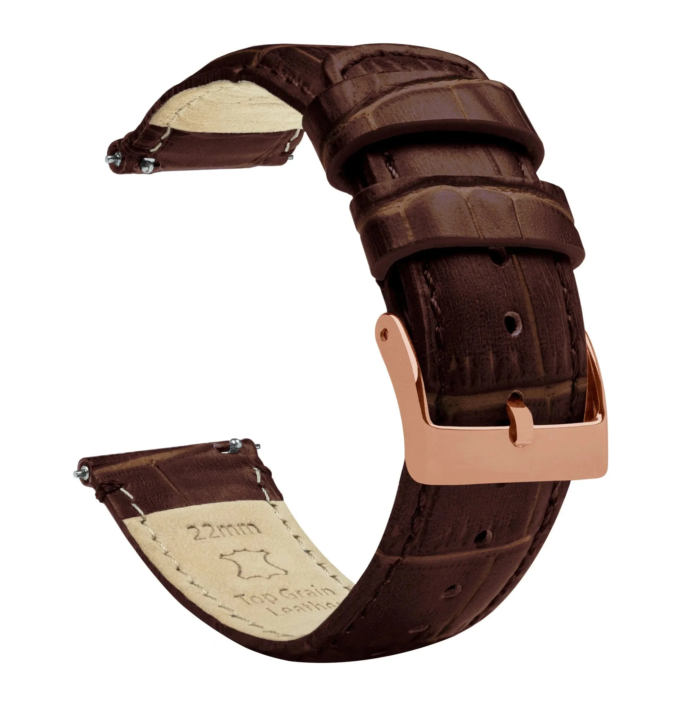 Samsung Galaxy Watch4 Coffee Brown Alligator Grain Leather Watch Band - Image 3