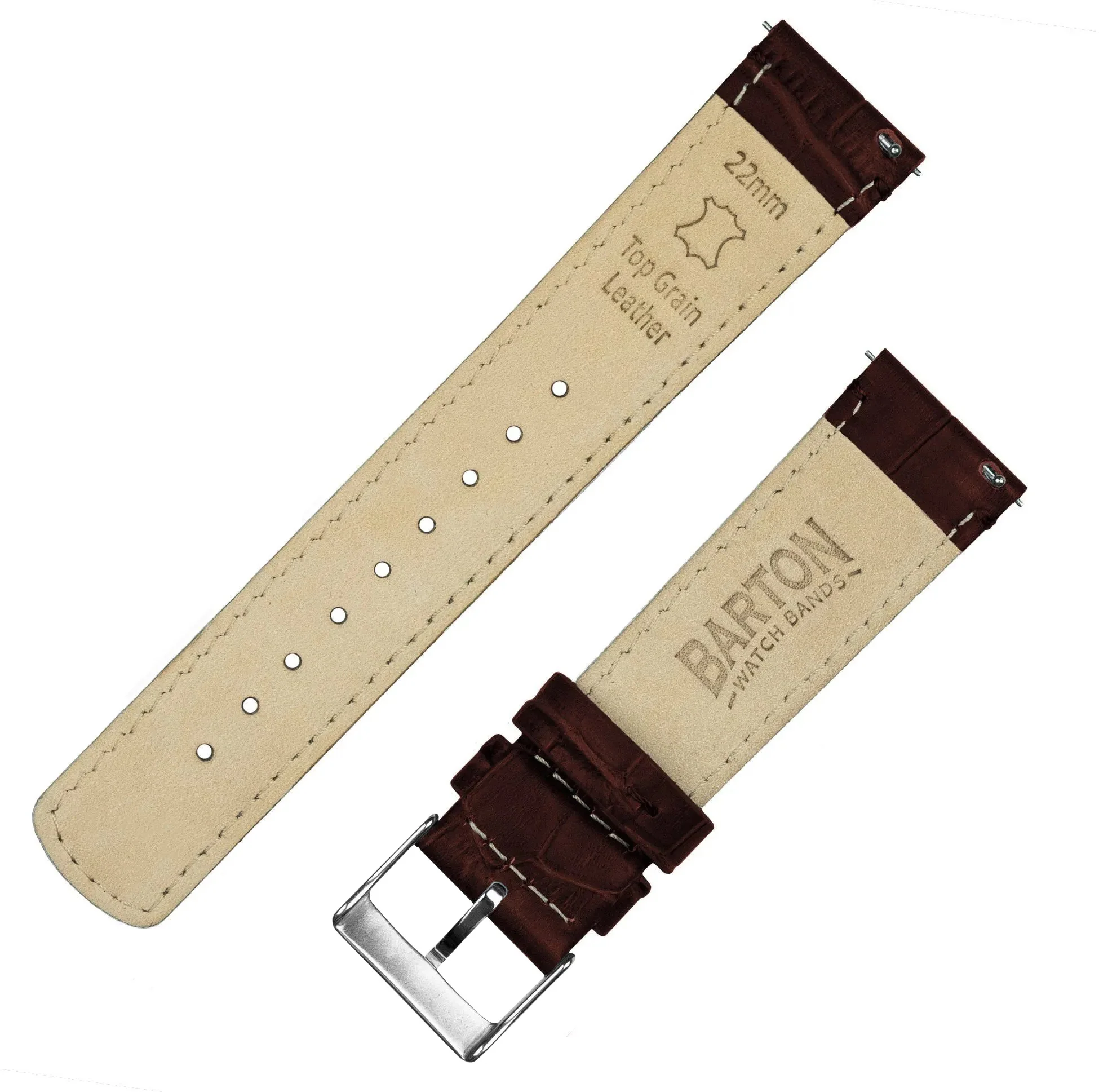 Samsung Galaxy Watch4 Coffee Brown Alligator Grain Leather Watch Band - Image 5