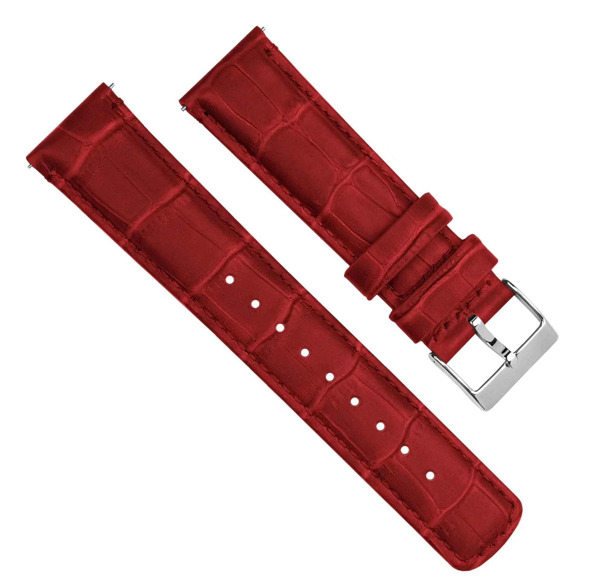 Samsung Galaxy Watch4 Crimson Red Alligator Grain Leather Watch Band - Image 4